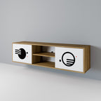 BLACK AND WHITE COMBINATION 2-Door TV Stand in Oak Effect