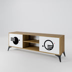 BLACK AND WHITE COMBINATION 2-Door TV Stand in Oak Effect