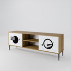BLACK AND WHITE COMBINATION 2-Door TV Stand in Oak Effect