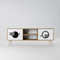 BLACK AND WHITE COMBINATION 2-Door TV Stand in Oak Effect