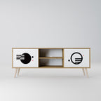 BLACK AND WHITE COMBINATION 2-Door TV Stand in Oak Effect