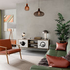 BLACK AND WHITE COMBINATION 2-Door TV Stand in Oak Effect