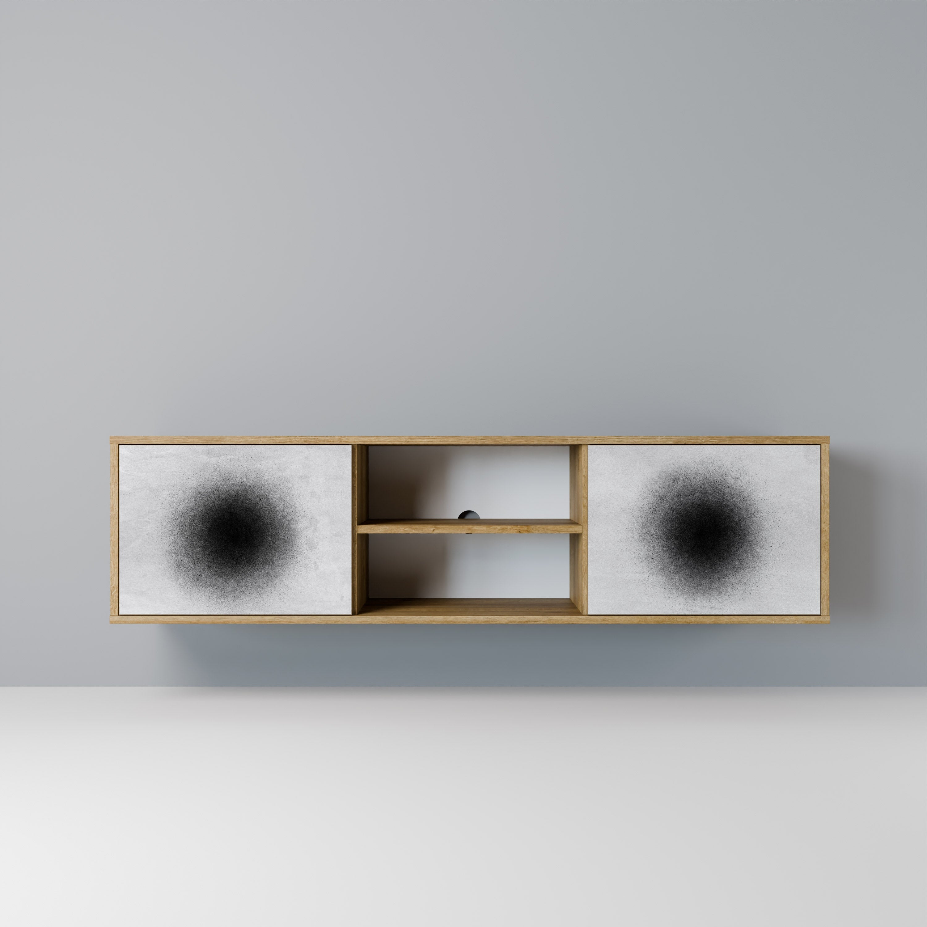 BLACK HOLE 2-Door TV Stand in Oak Effect