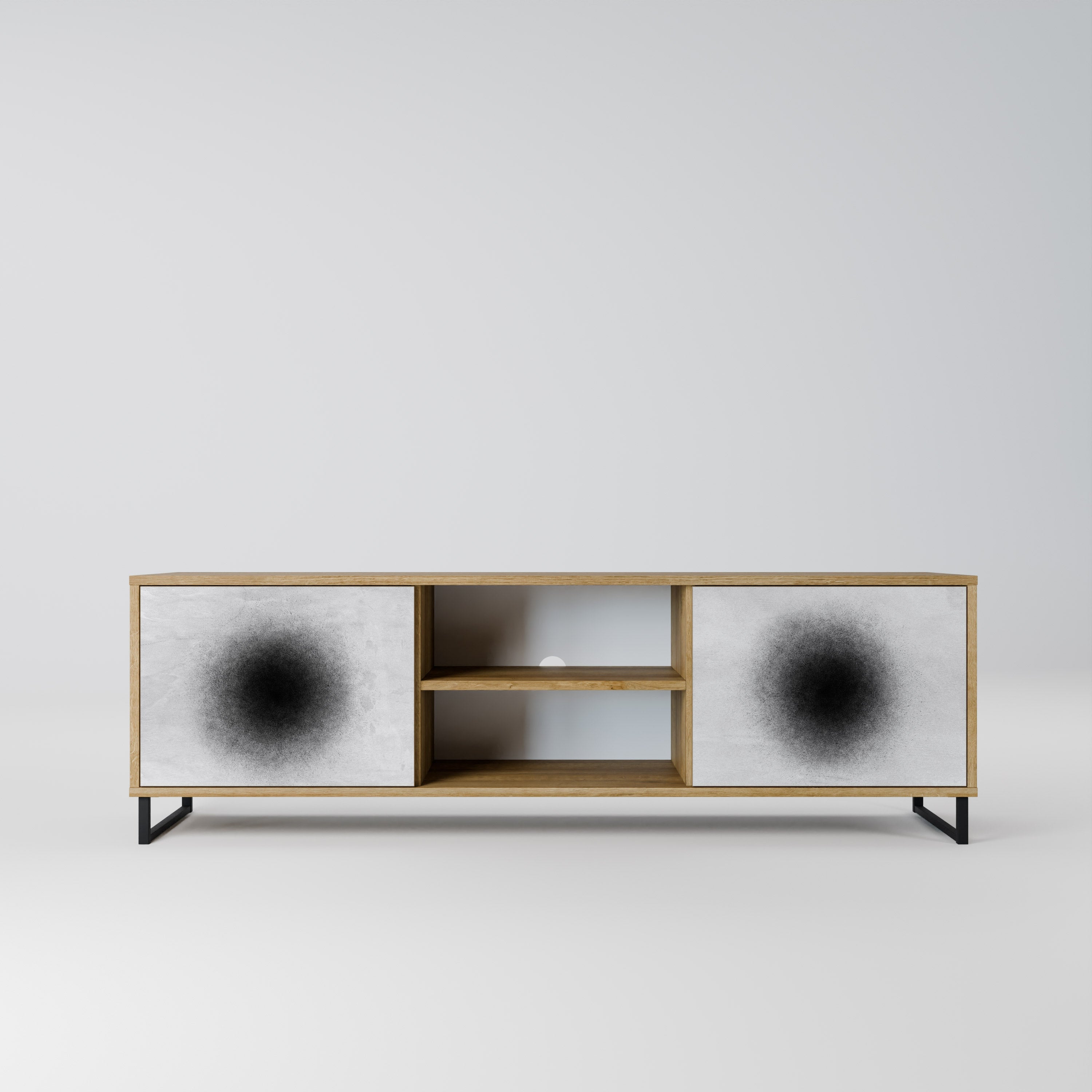 BLACK HOLE 2-Door TV Stand in Oak Effect