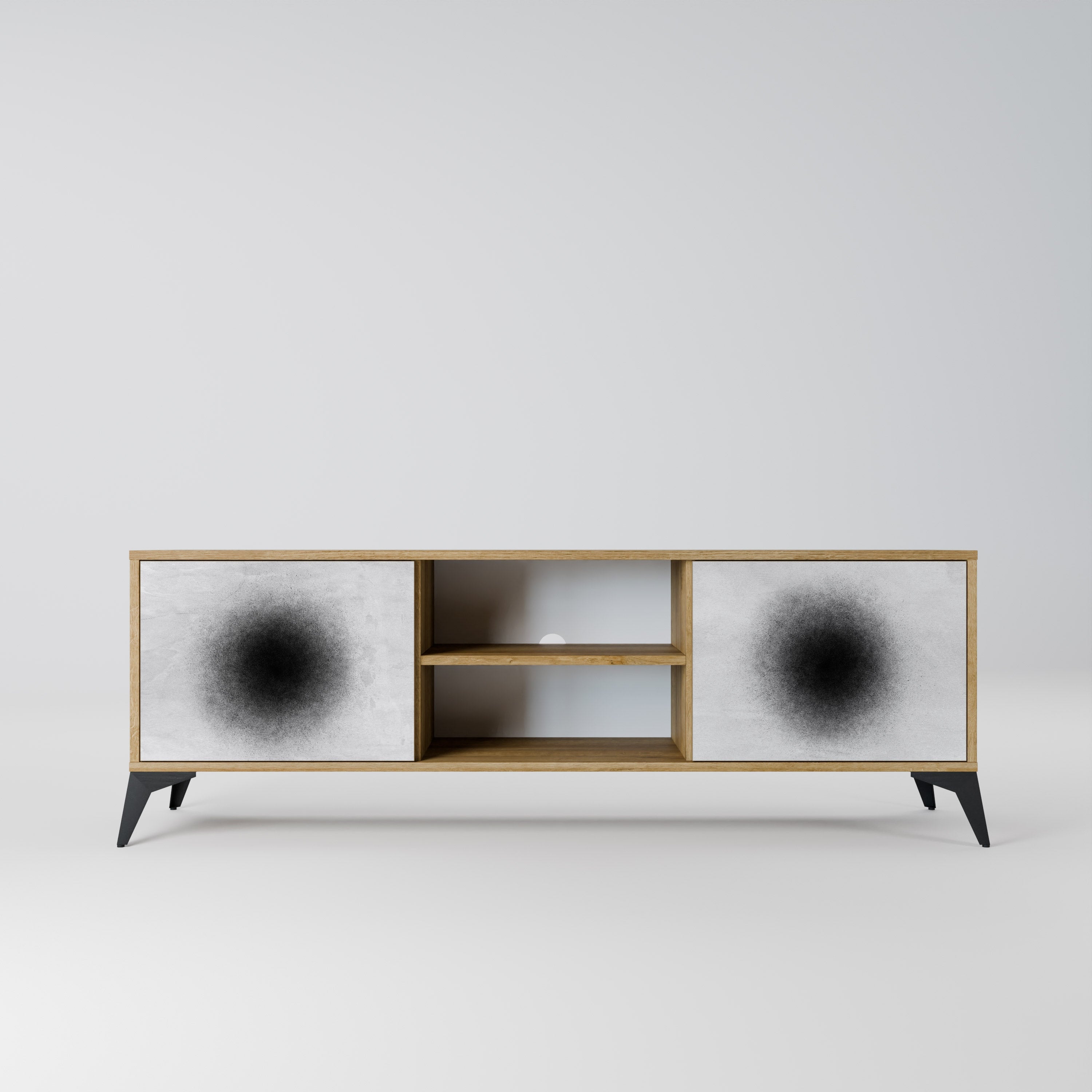 BLACK HOLE 2-Door TV Stand in Oak Effect
