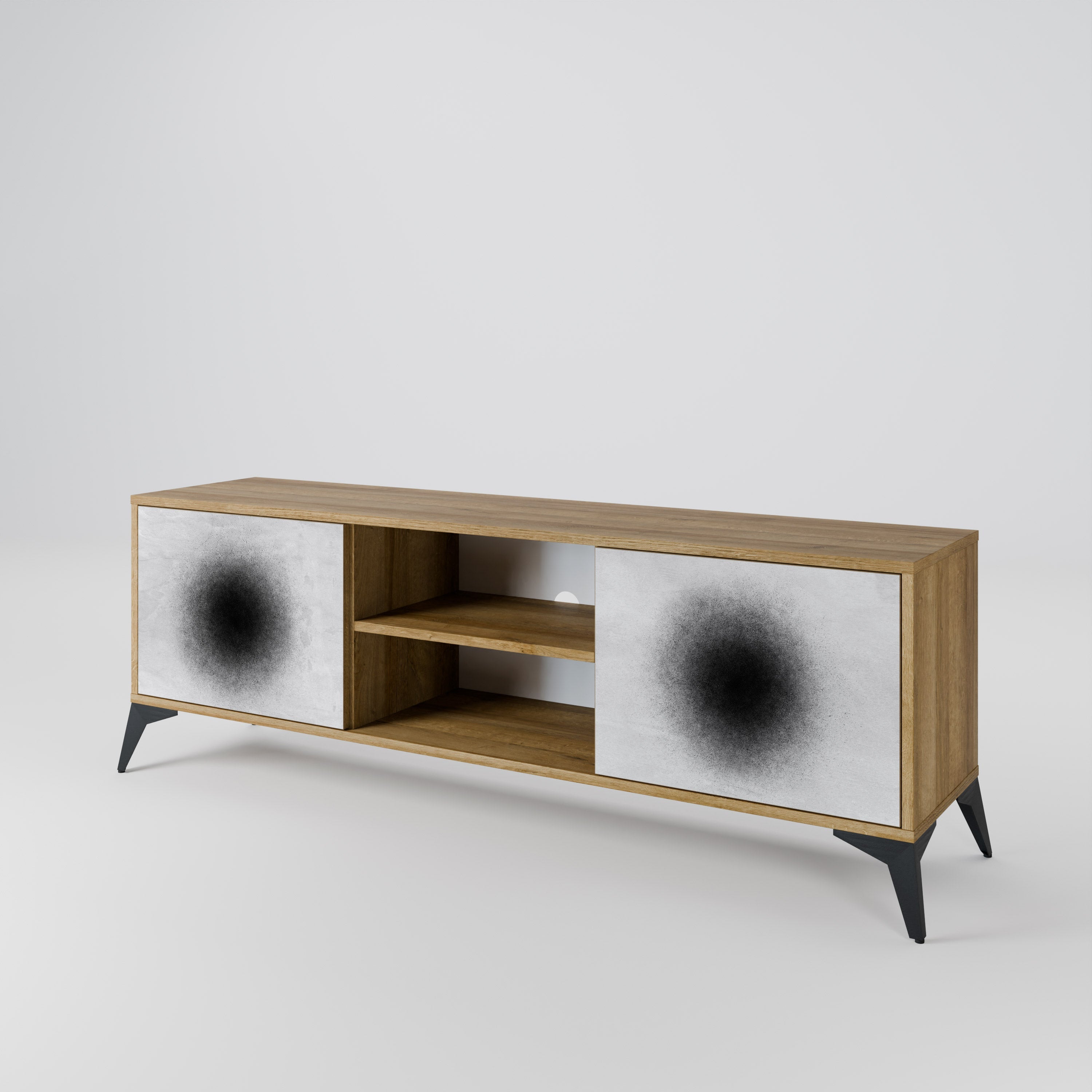 BLACK HOLE 2-Door TV Stand in Oak Effect
