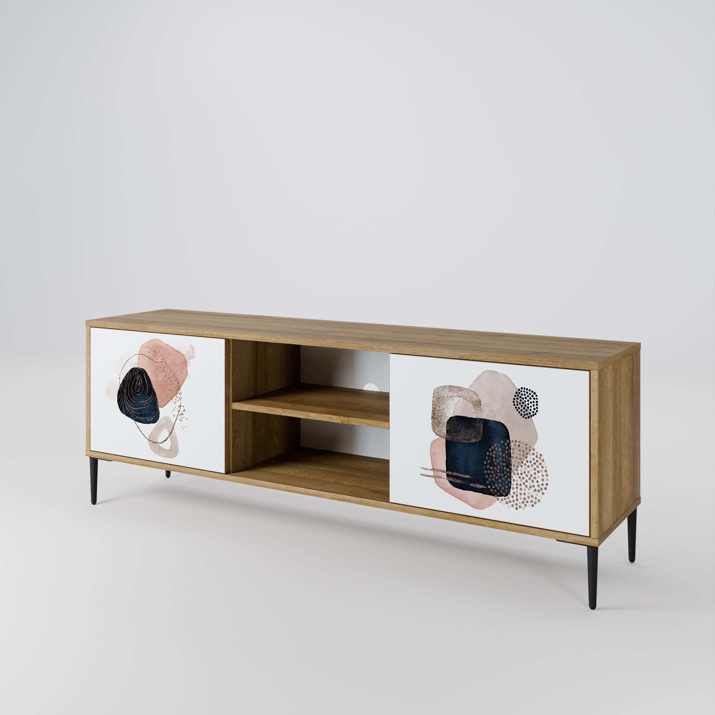 COLORFUL SHAPES Móvel de TV com 2 Portas em Efeito Carvalho