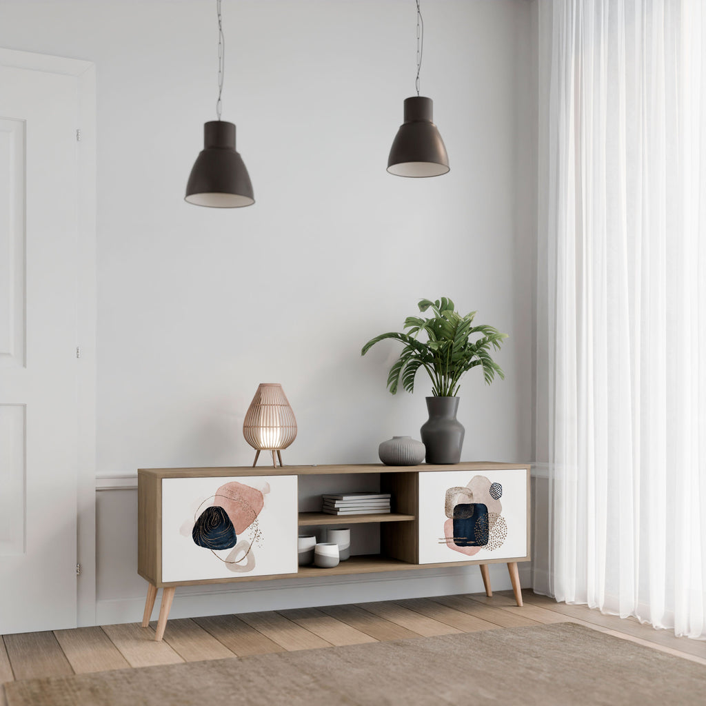 COLORFUL SHAPES Móvel de TV com 2 Portas em Efeito Carvalho