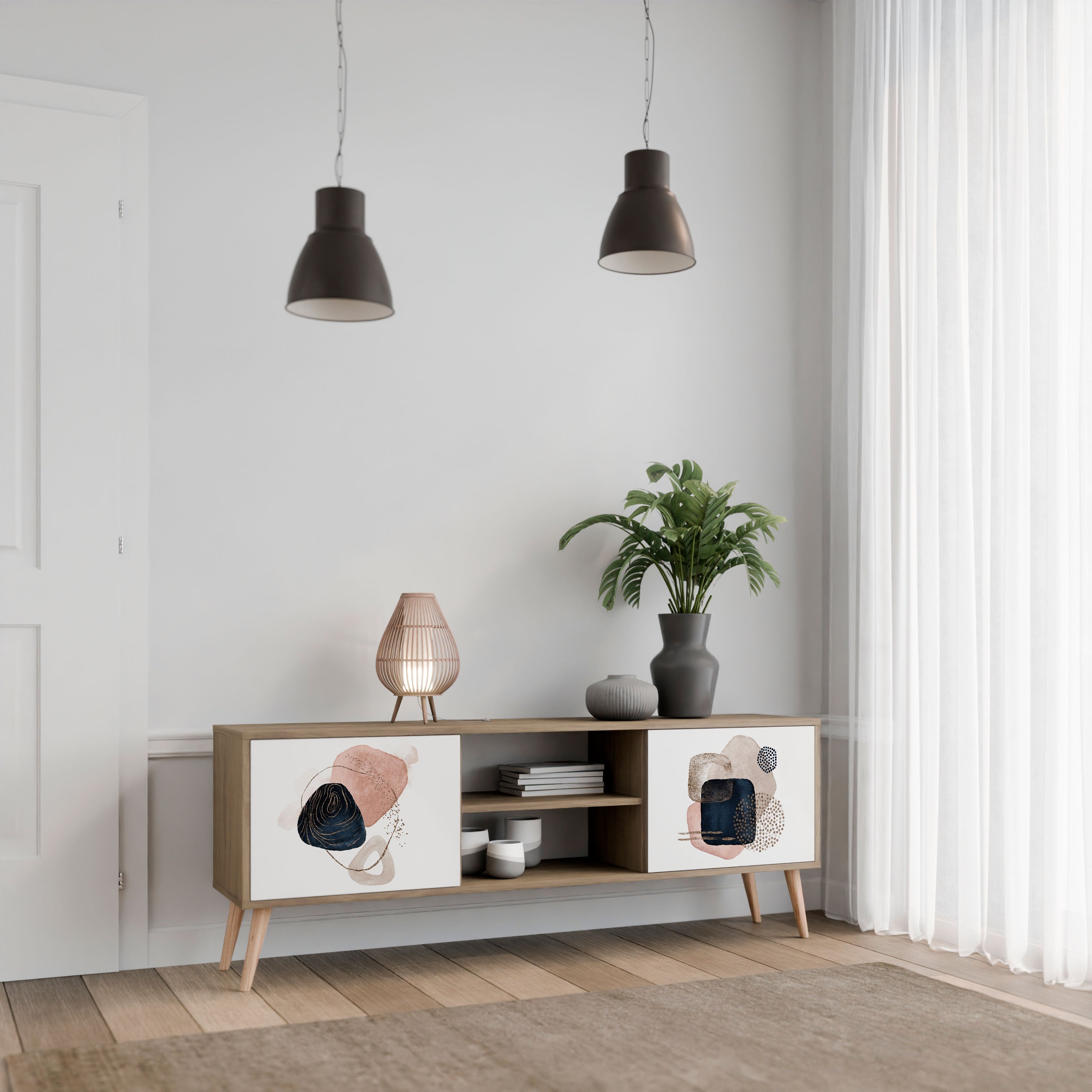 COLORFUL SHAPES 2-Door TV Stand in Oak Effect