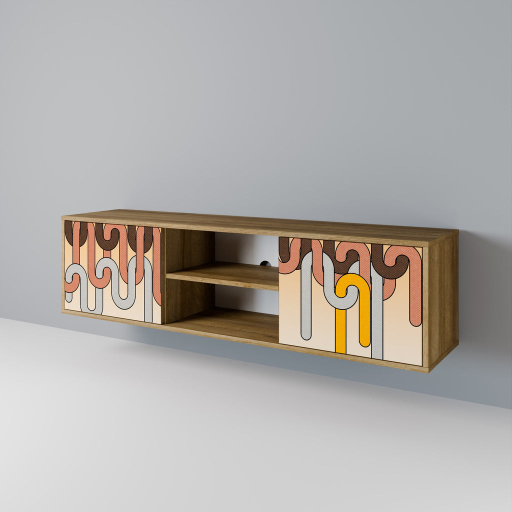 COLORFUL STRINGS Móvel de TV com 2 Portas em Efeito Carvalho