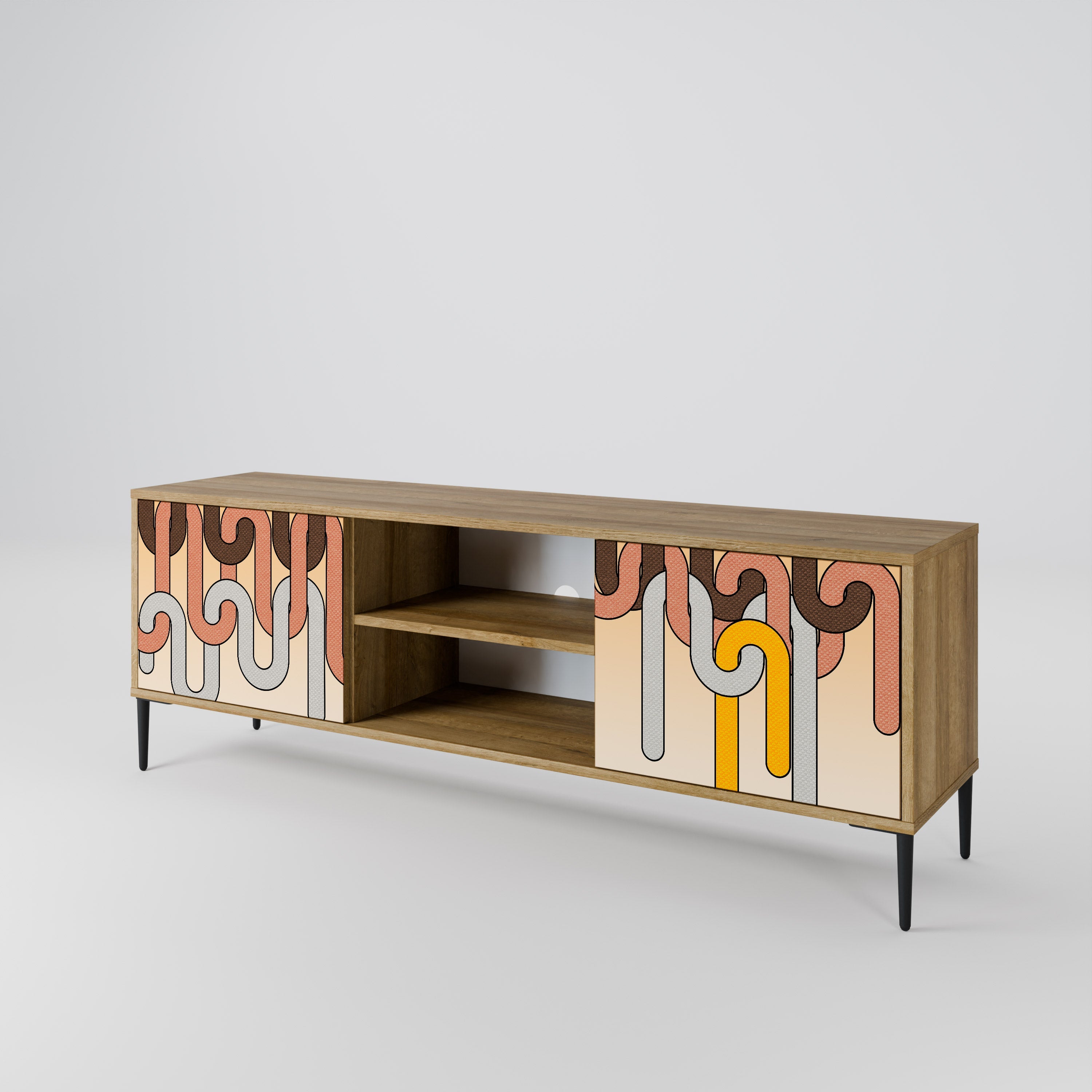 COLORFUL STRINGS Móvel de TV com 2 Portas em Efeito Carvalho