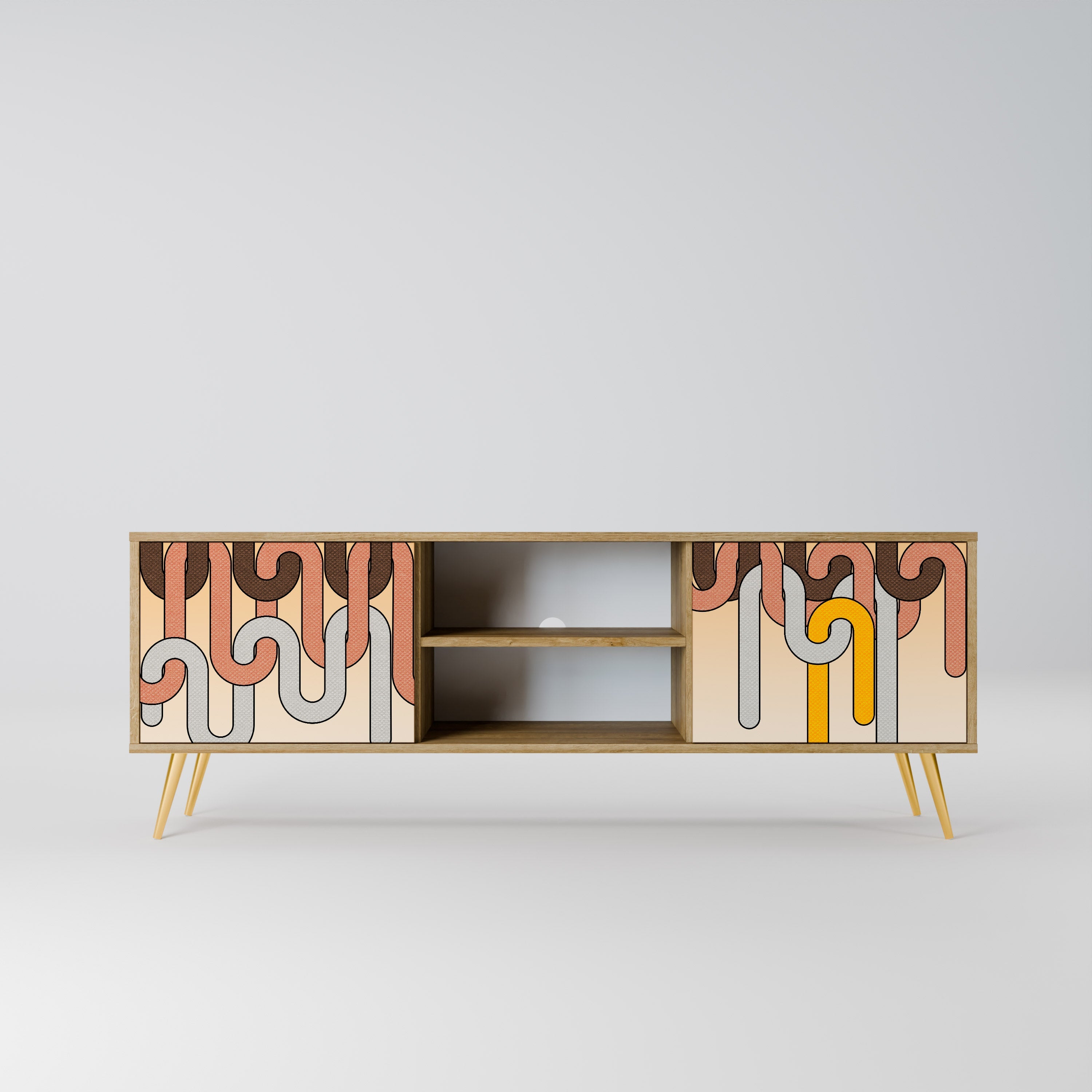 COLORFUL STRINGS 2-Door TV Stand in Oak Effect