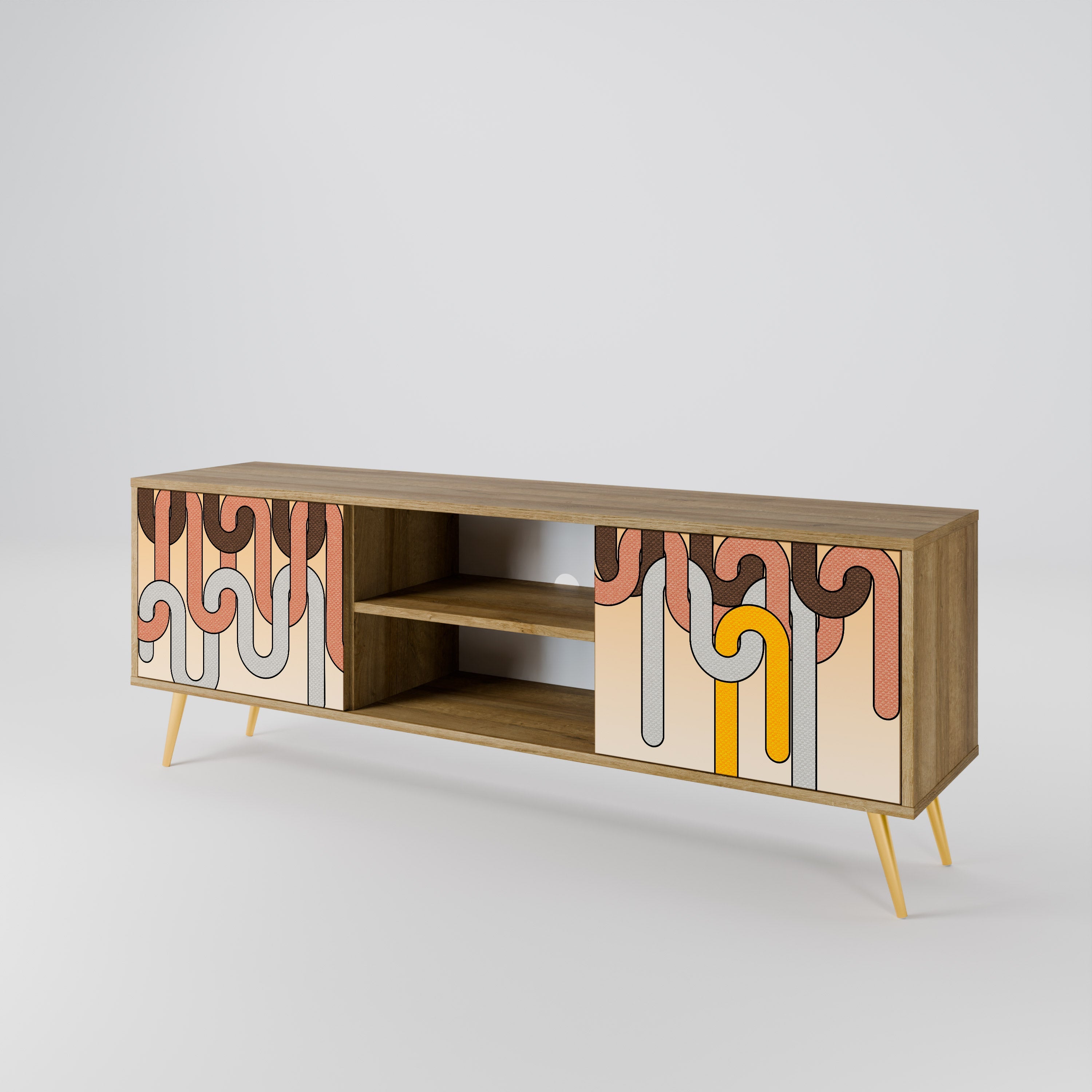 COLORFUL STRINGS Móvel de TV com 2 Portas em Efeito Carvalho