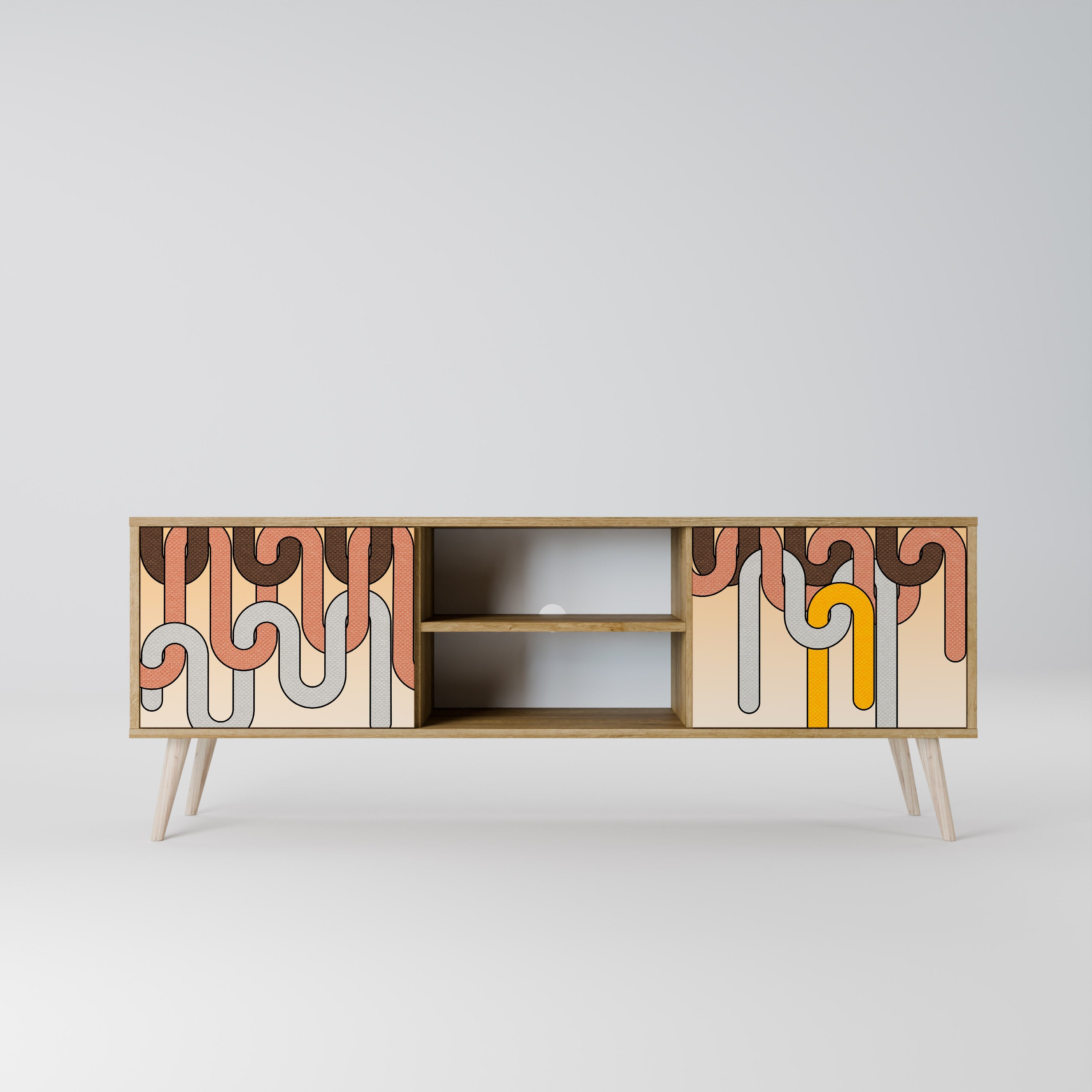 COLORFUL STRINGS 2-Door TV Stand in Oak Effect