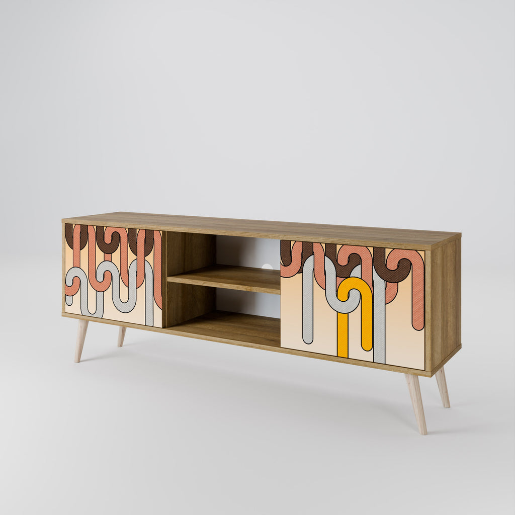 COLORFUL STRINGS Móvel de TV com 2 Portas em Efeito Carvalho