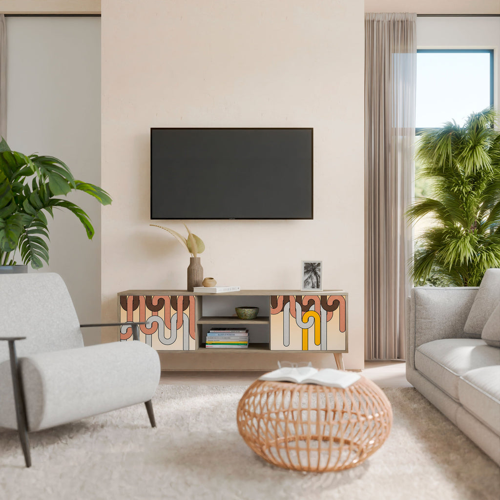 COLORFUL STRINGS Móvel de TV com 2 Portas em Efeito Carvalho