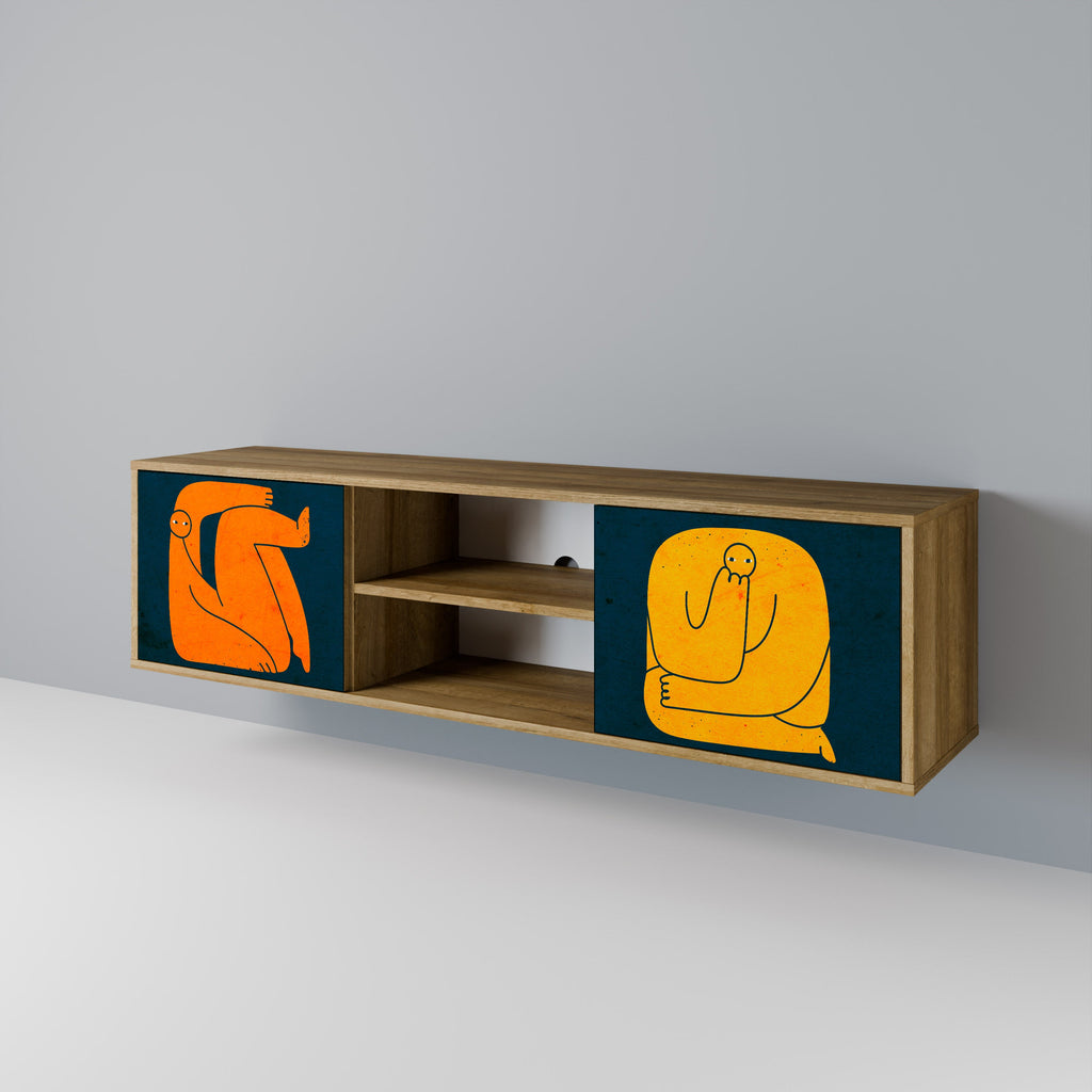 TOGETHER BUT SEPARATELY Móvel de TV com 2 Portas em Efeito Carvalho