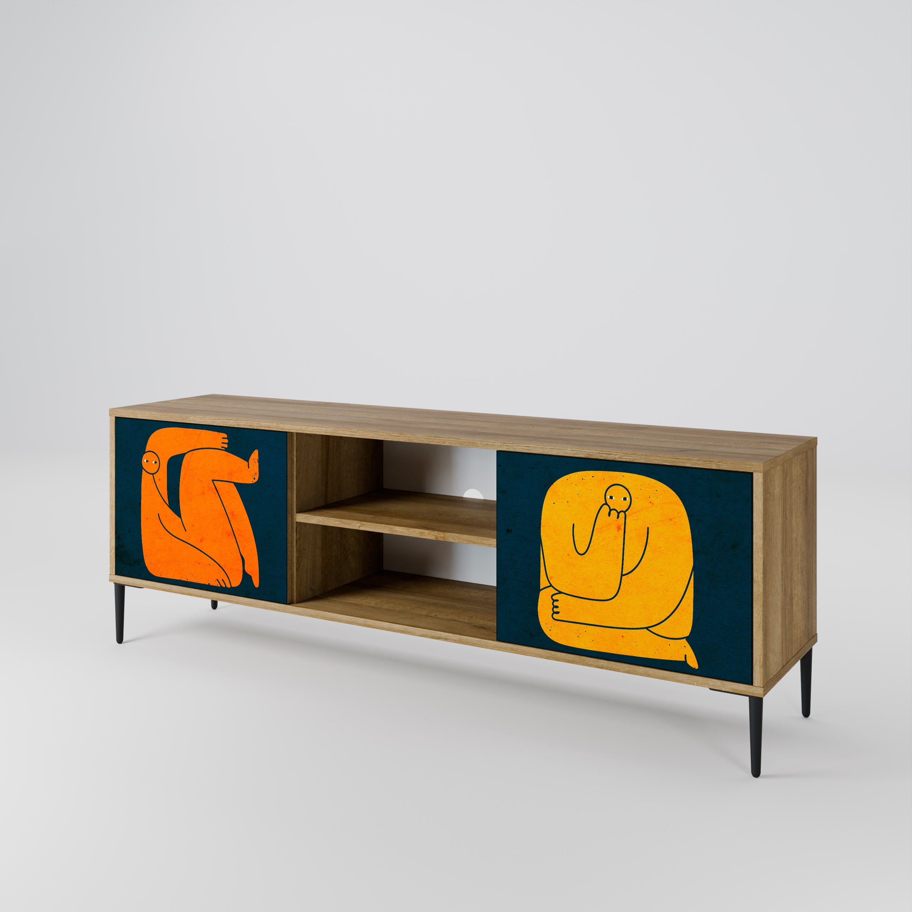 TOGETHER BUT SEPARATELY Móvel de TV com 2 Portas em Efeito Carvalho