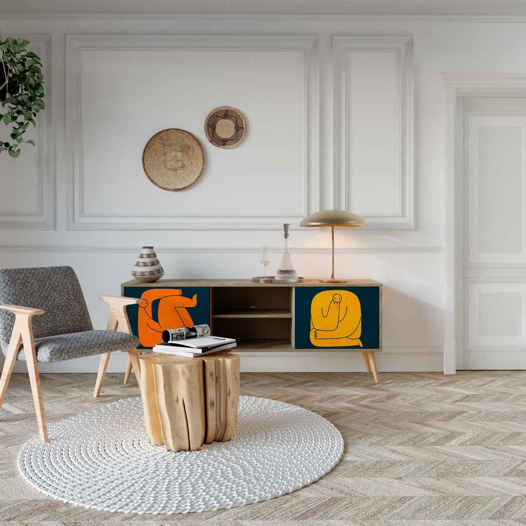 TOGETHER BUT SEPARATELY Móvel de TV com 2 Portas em Efeito Carvalho