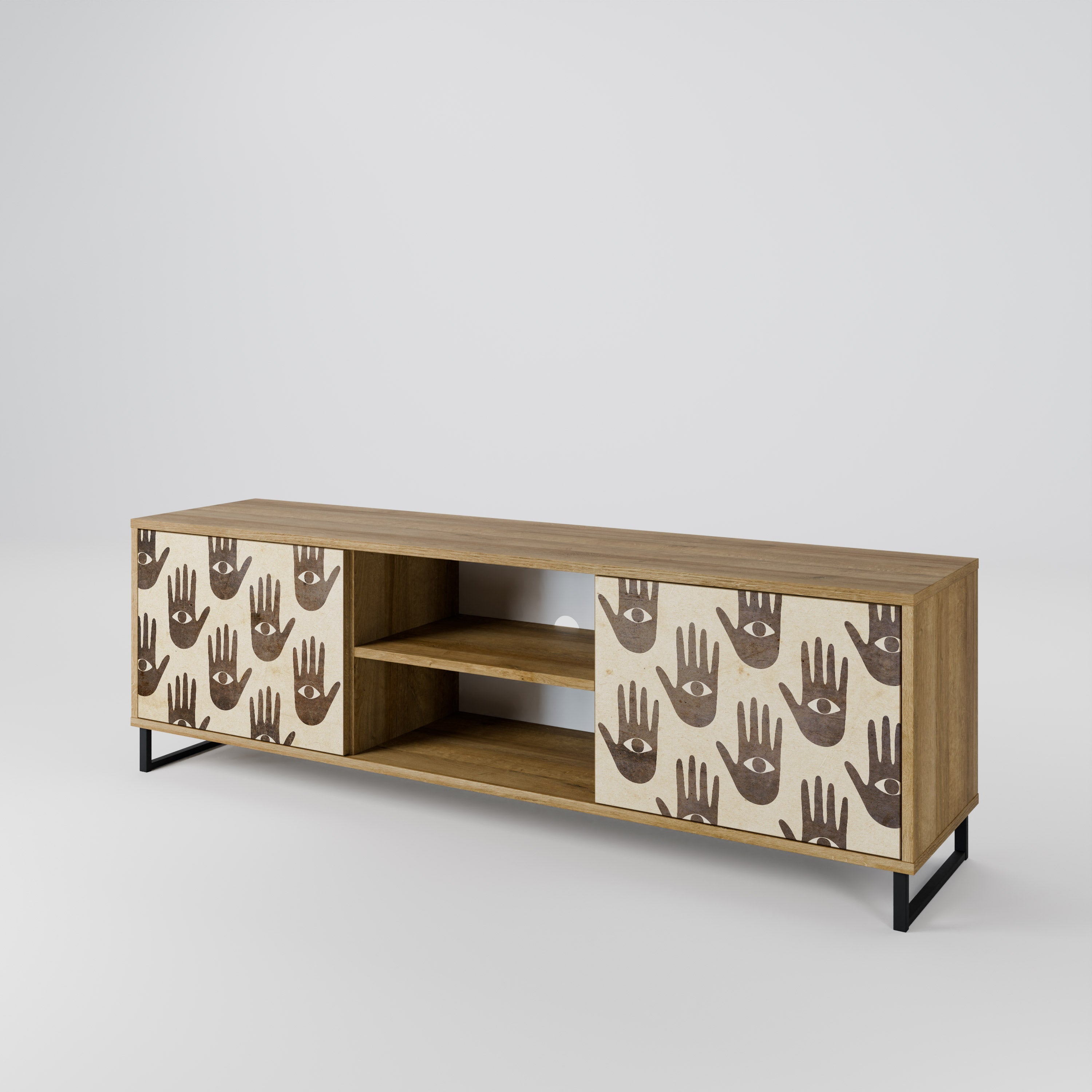 SEE MORE 2-Door TV Stand in Oak Effect