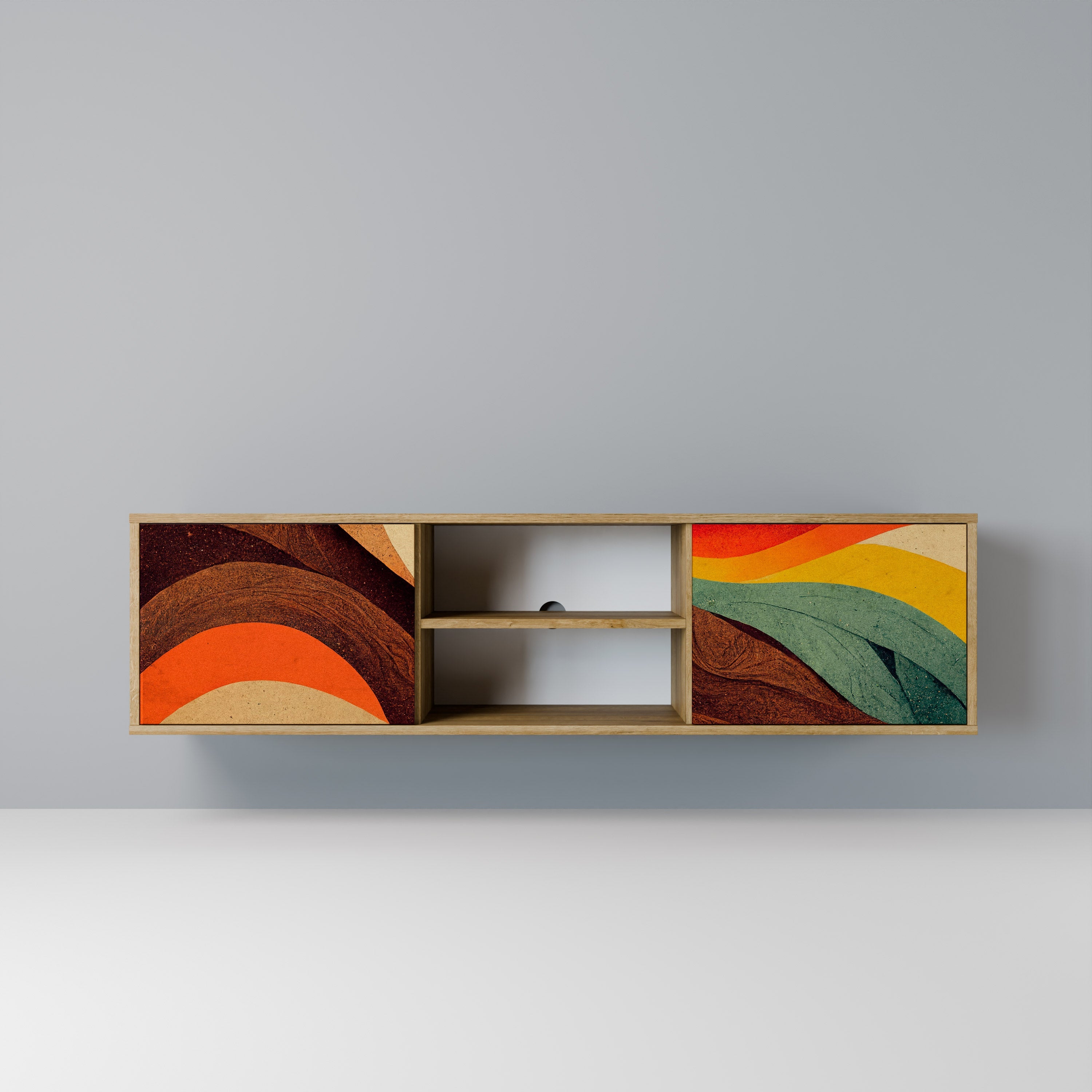 COLORFUL STRANDS 2-Door TV Stand in Oak Effect