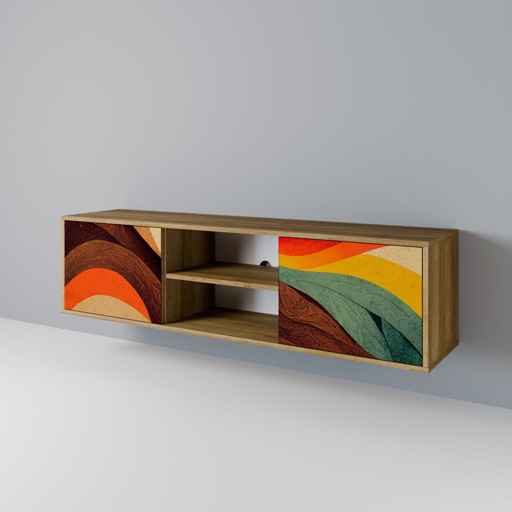 COLORFUL STRANDS Móvel de TV com 2 Portas em Efeito Carvalho