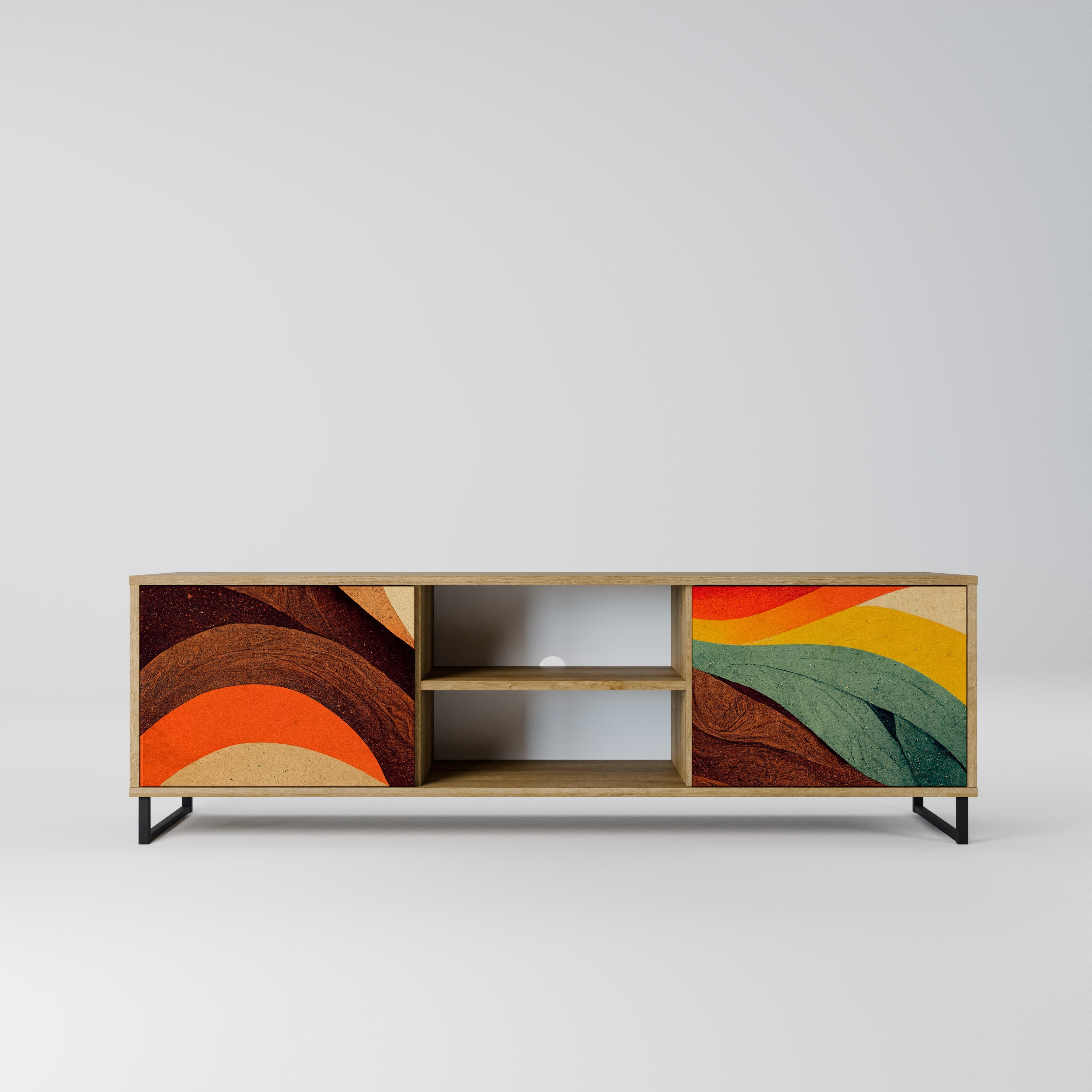 COLORFUL STRANDS 2-Door TV Stand in Oak Effect