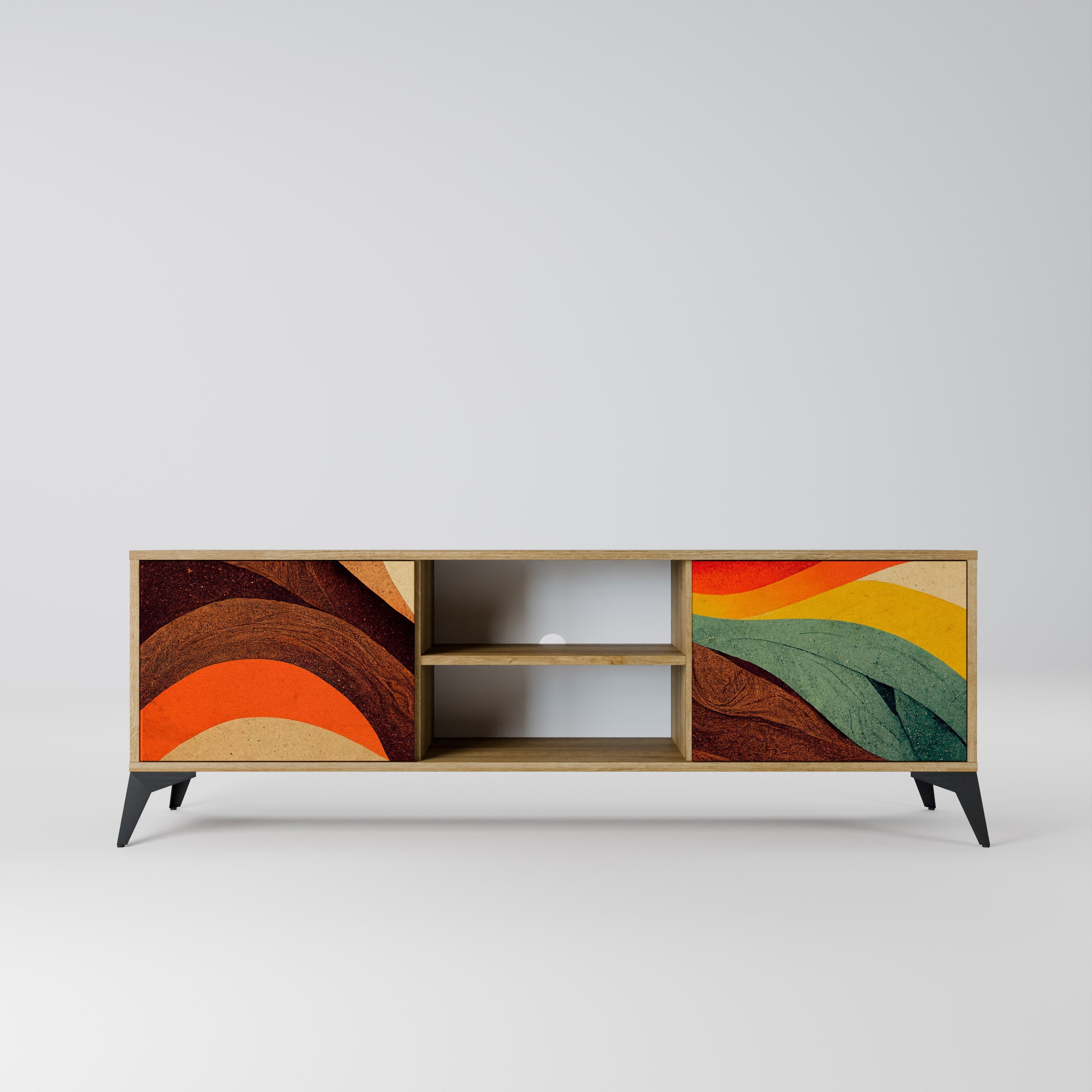 COLORFUL STRANDS 2-Door TV Stand in Oak Effect