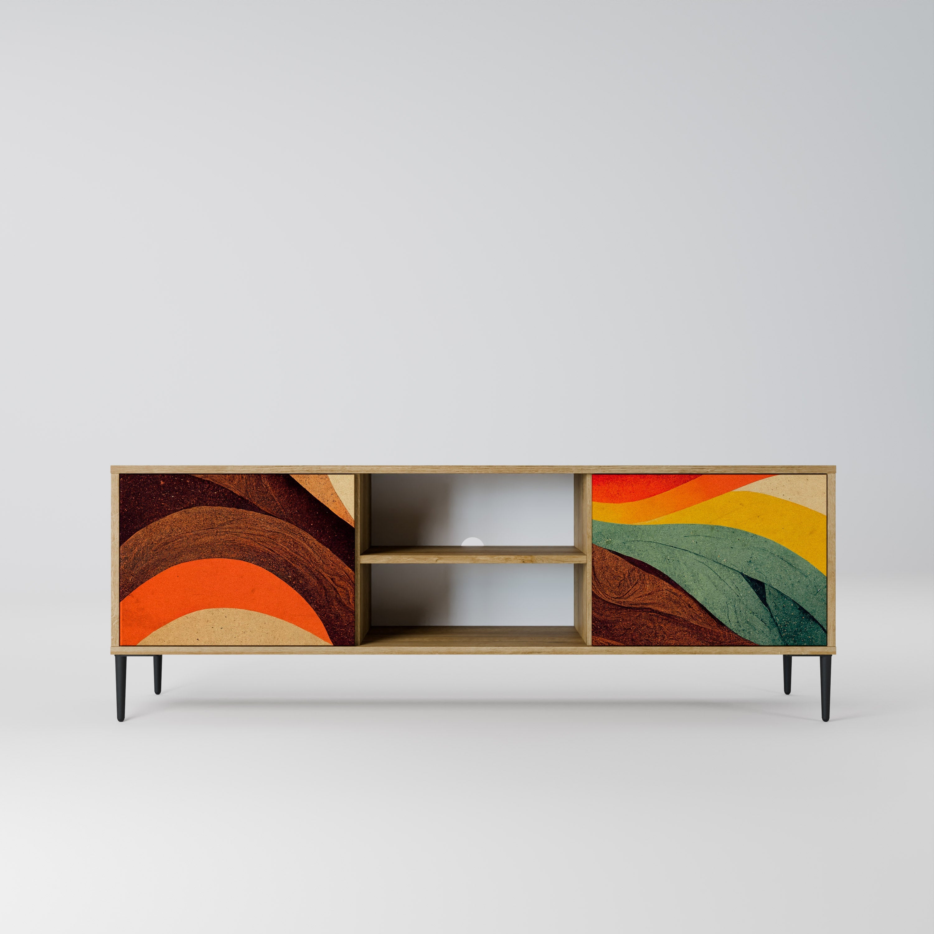 COLORFUL STRANDS 2-Door TV Stand in Oak Effect