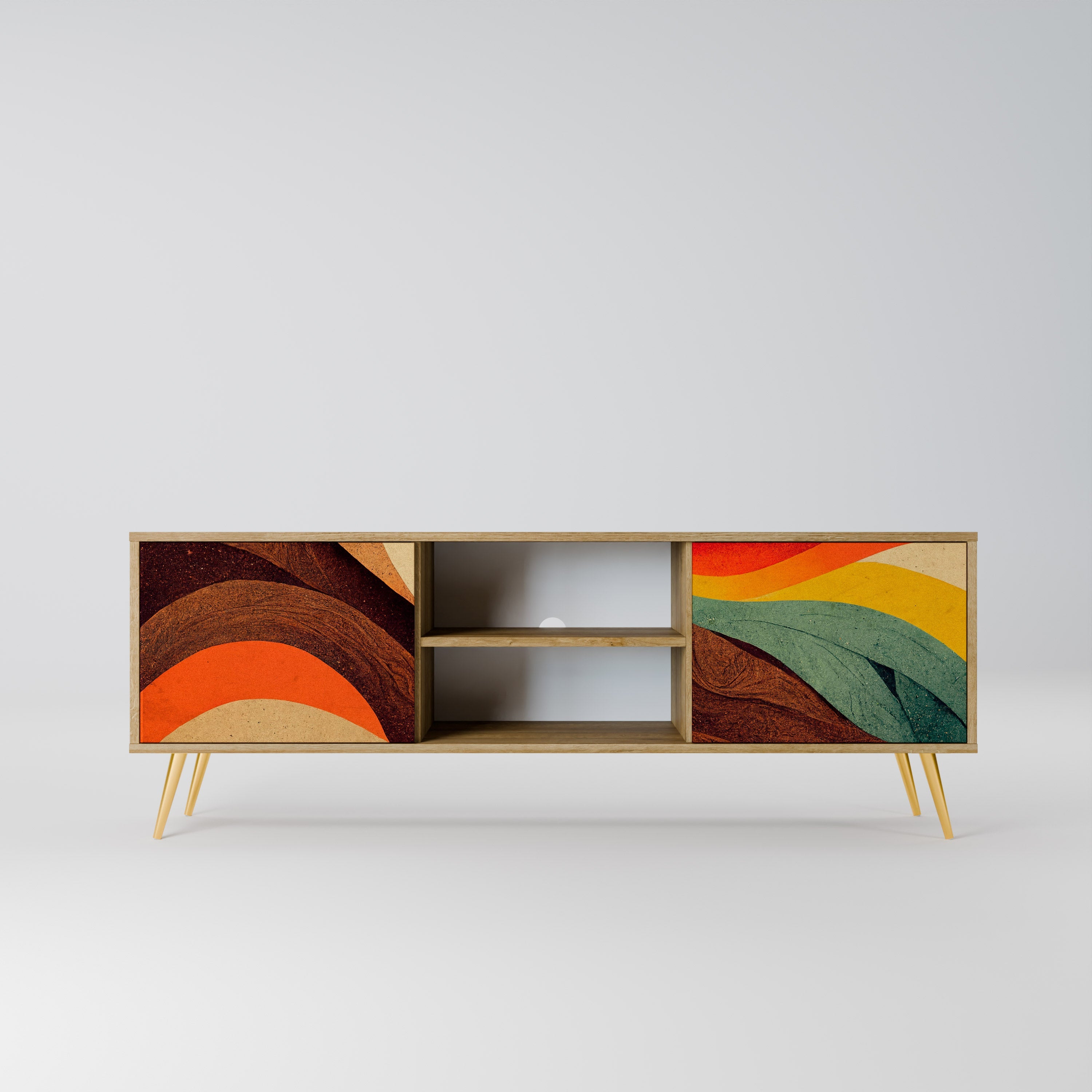 COLORFUL STRANDS 2-Door TV Stand in Oak Effect