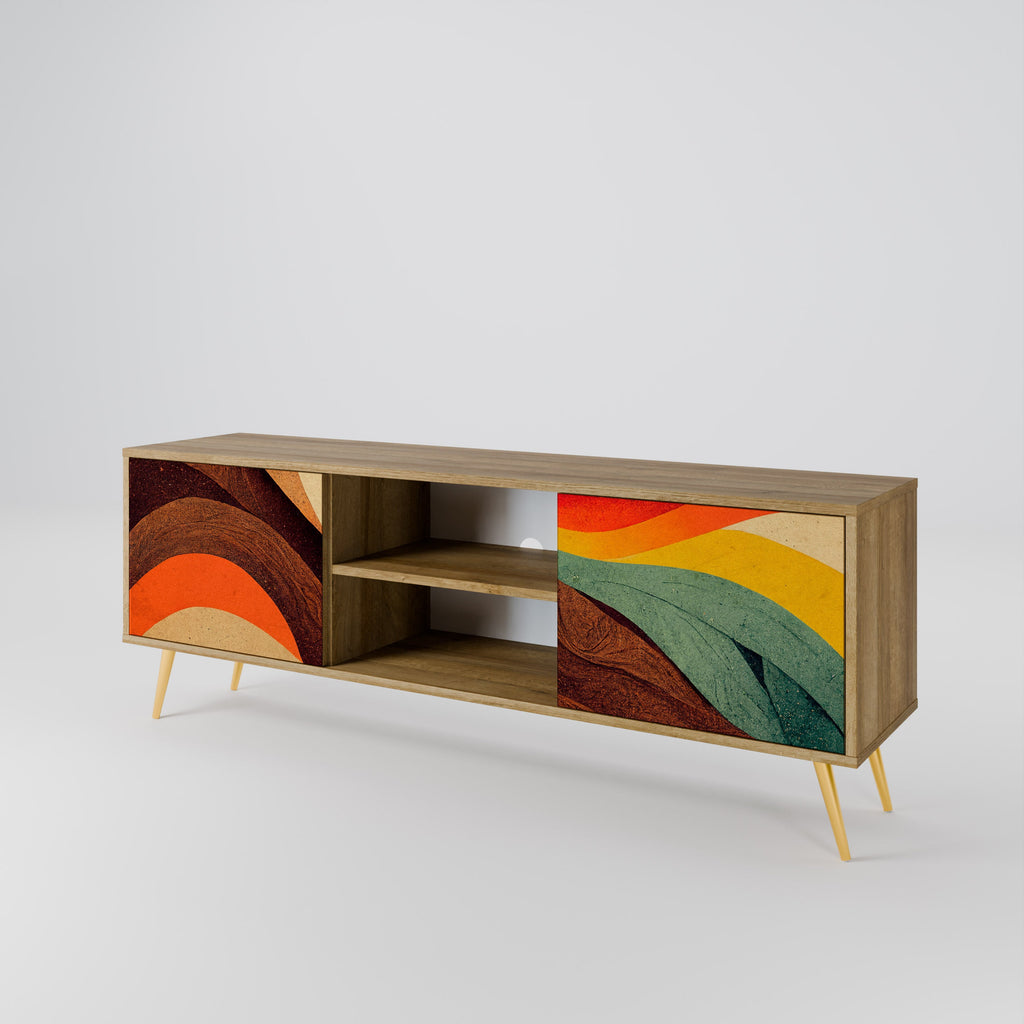 COLORFUL STRANDS Móvel de TV com 2 Portas em Efeito Carvalho