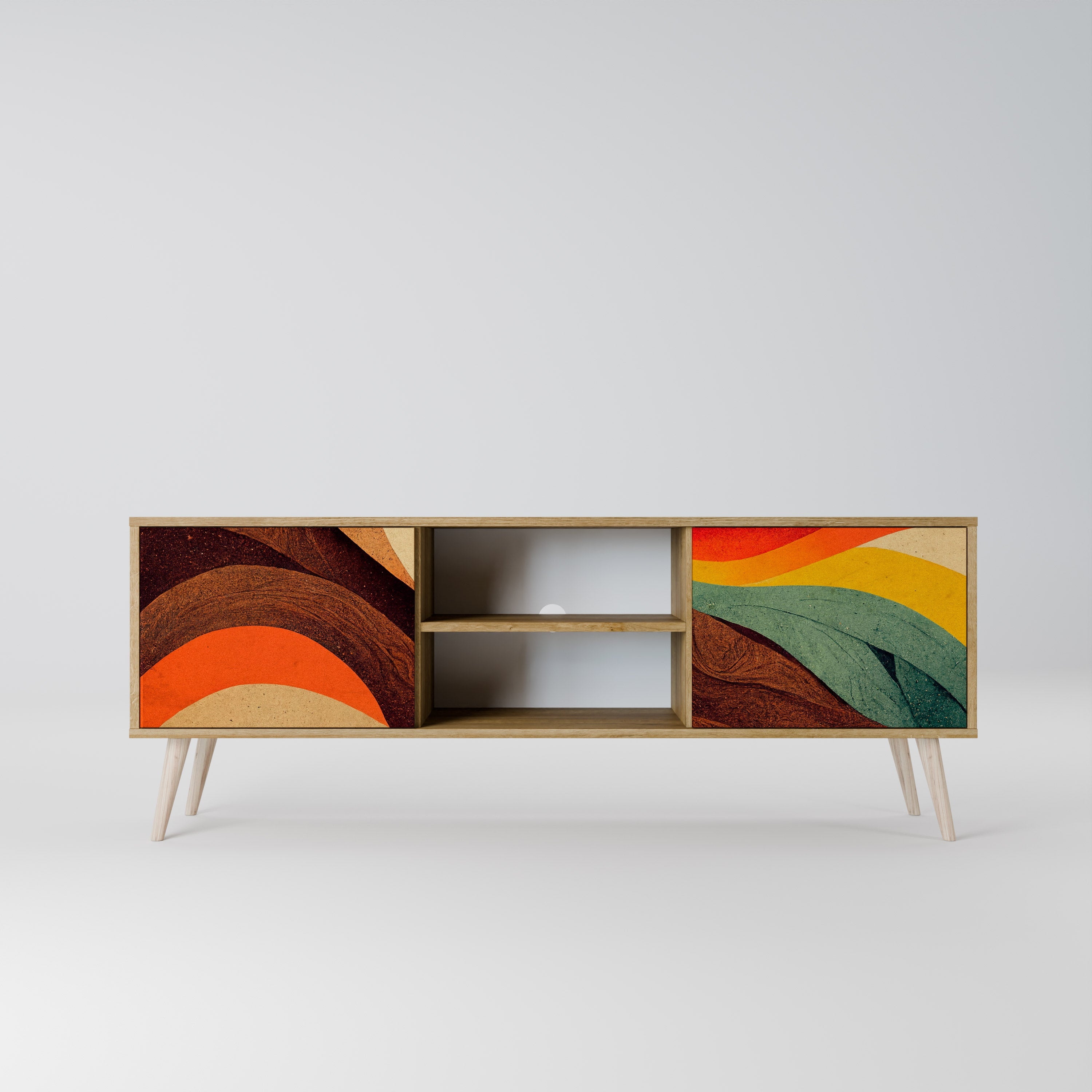 COLORFUL STRANDS 2-Door TV Stand in Oak Effect