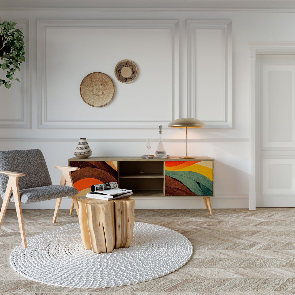 COLORFUL STRANDS Móvel de TV com 2 Portas em Efeito Carvalho