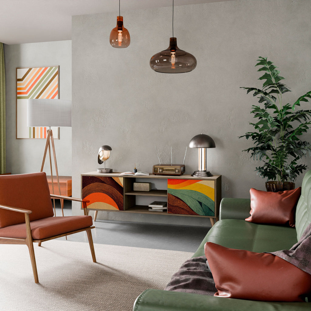 COLORFUL STRANDS Móvel de TV com 2 Portas em Efeito Carvalho