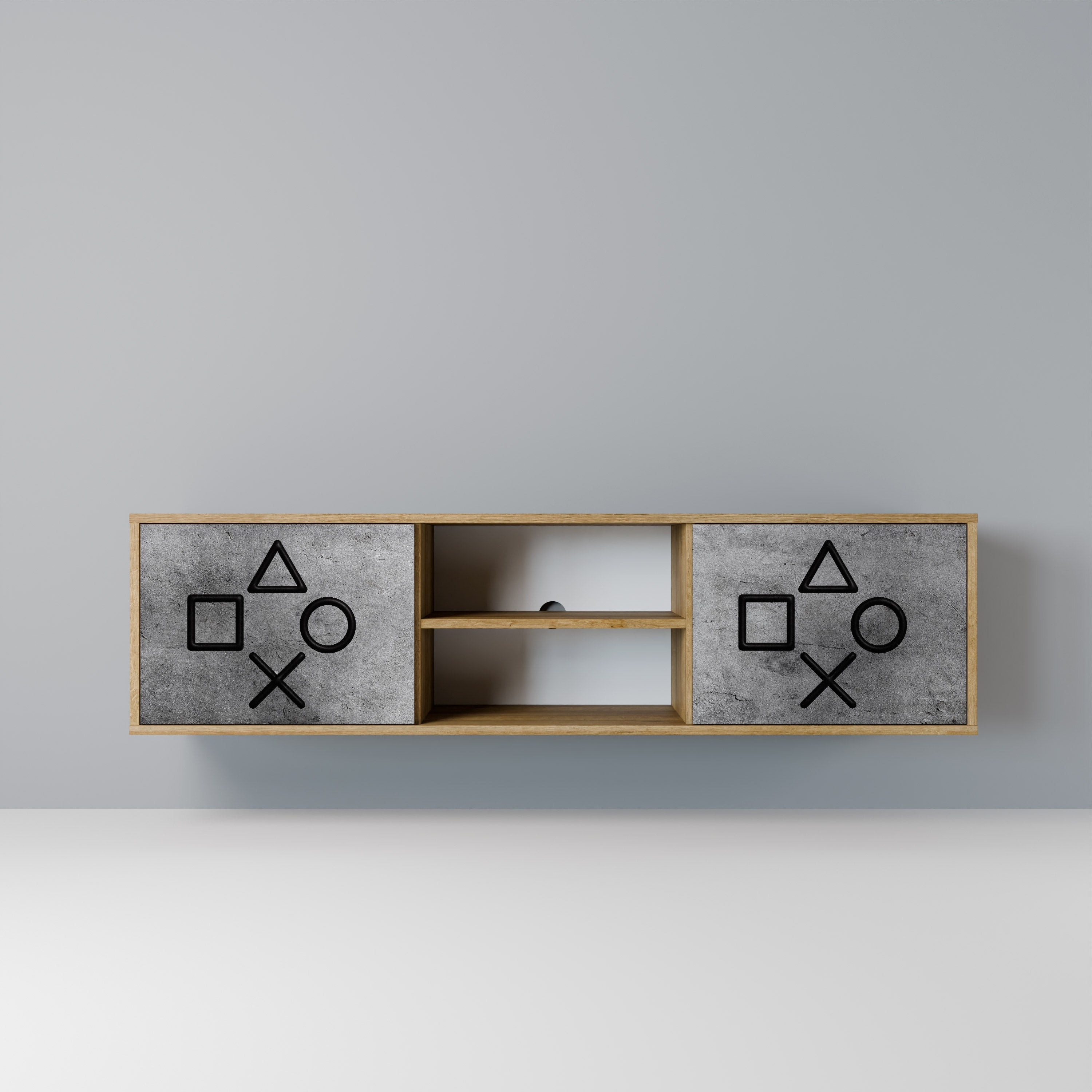 GAMER CHOICE 2-Door TV Stand in Oak Effect