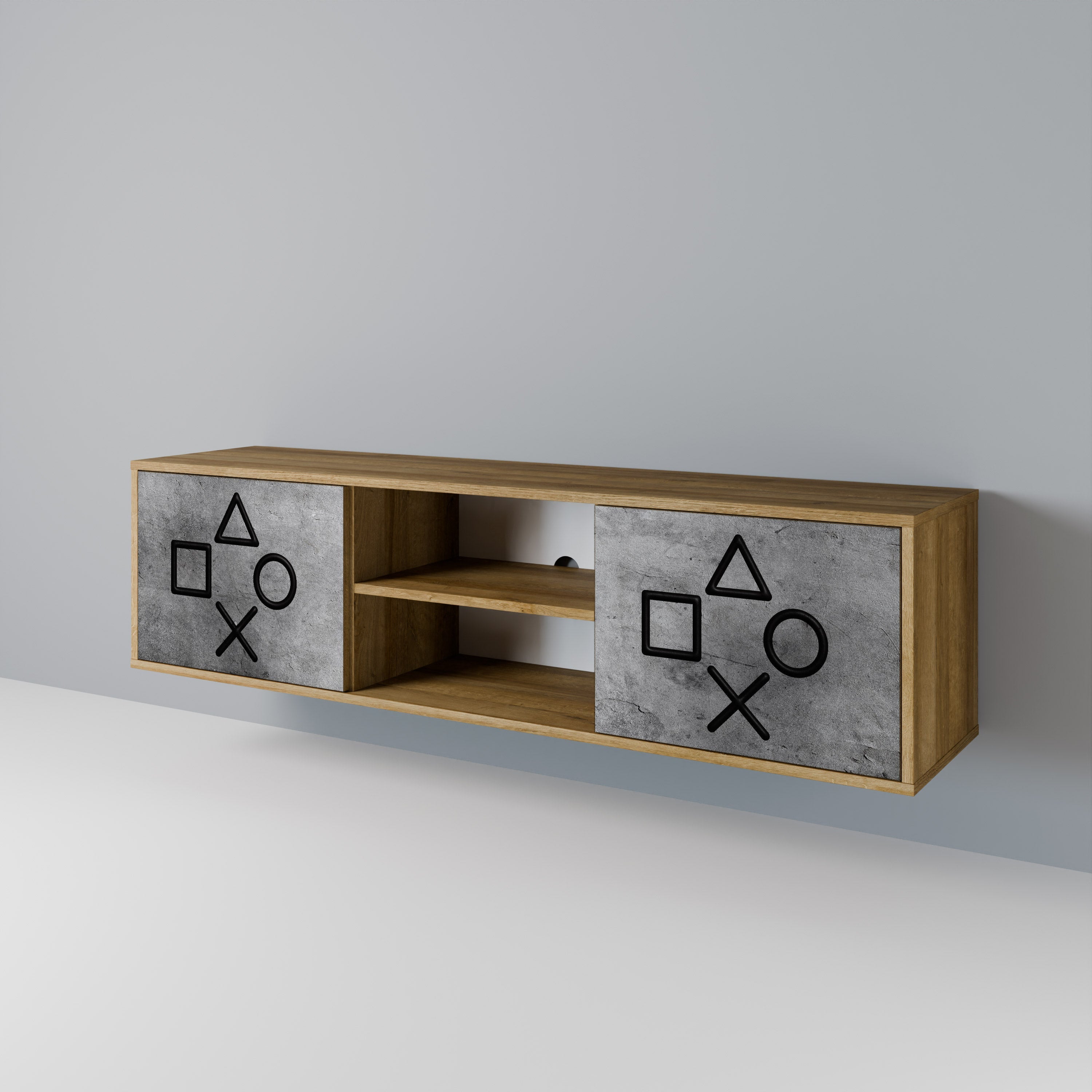 GAMER CHOICE 2-Door TV Stand in Oak Effect