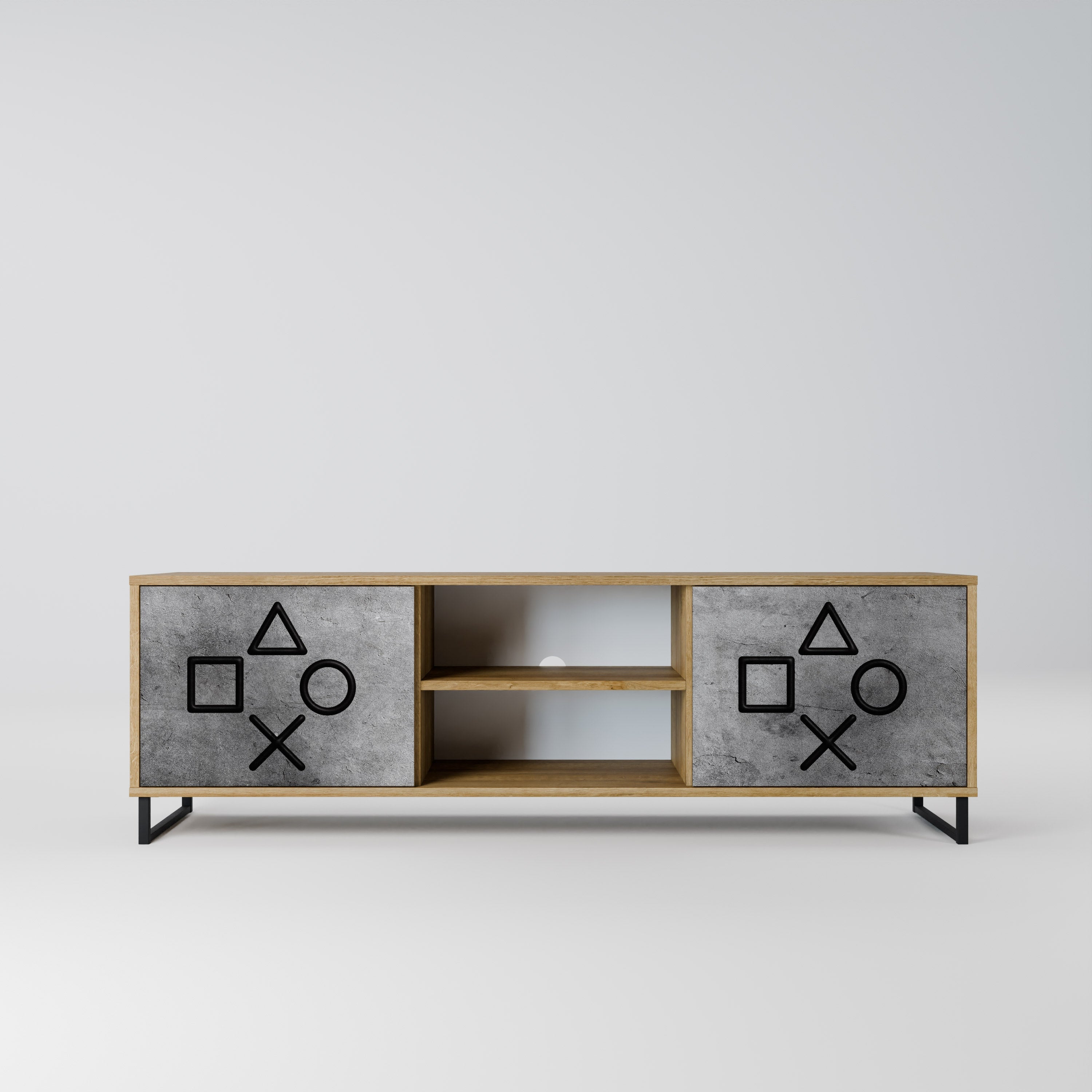 GAMER CHOICE 2-Door TV Stand in Oak Effect