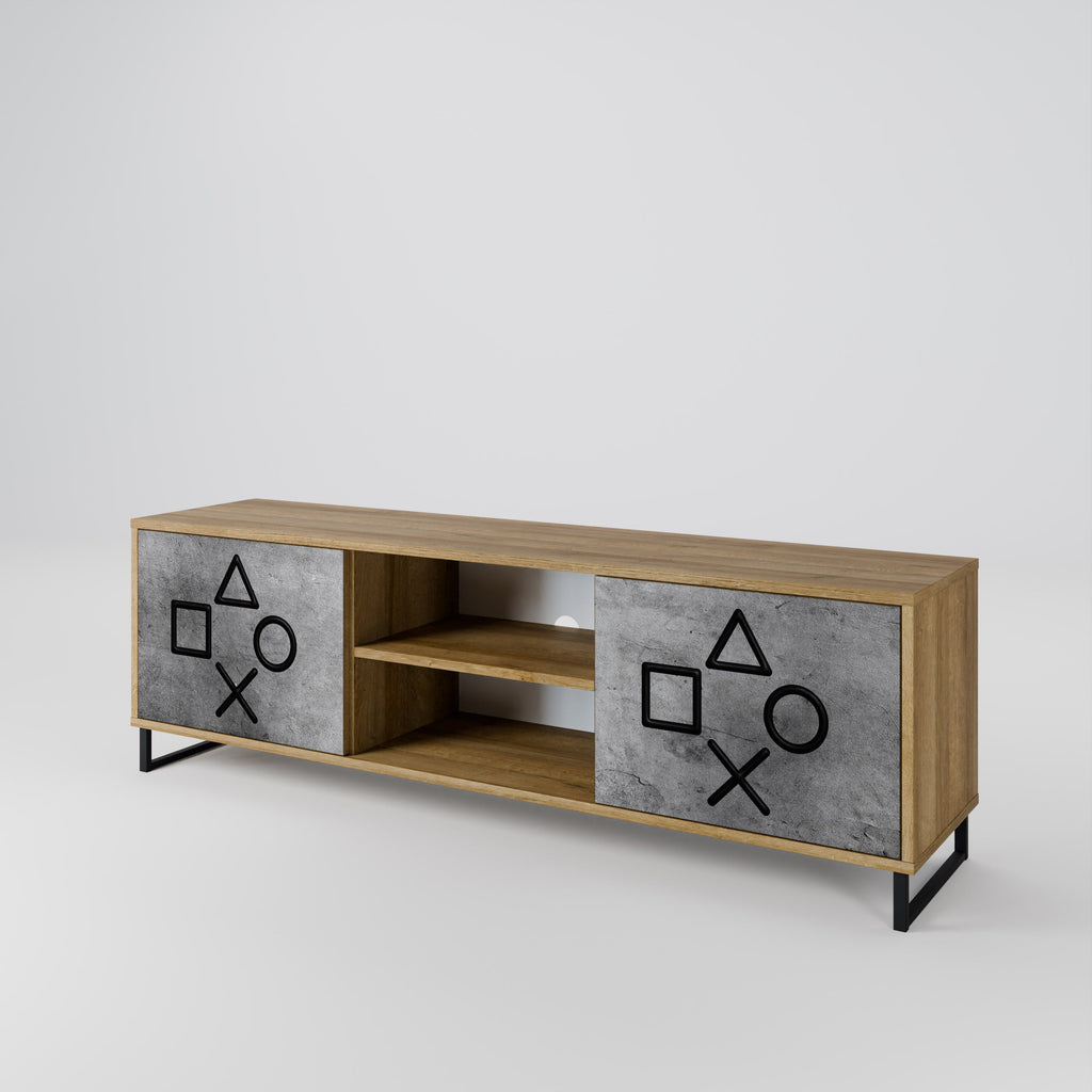 GAMER CHOICE 2-Door TV Stand in Oak Effect