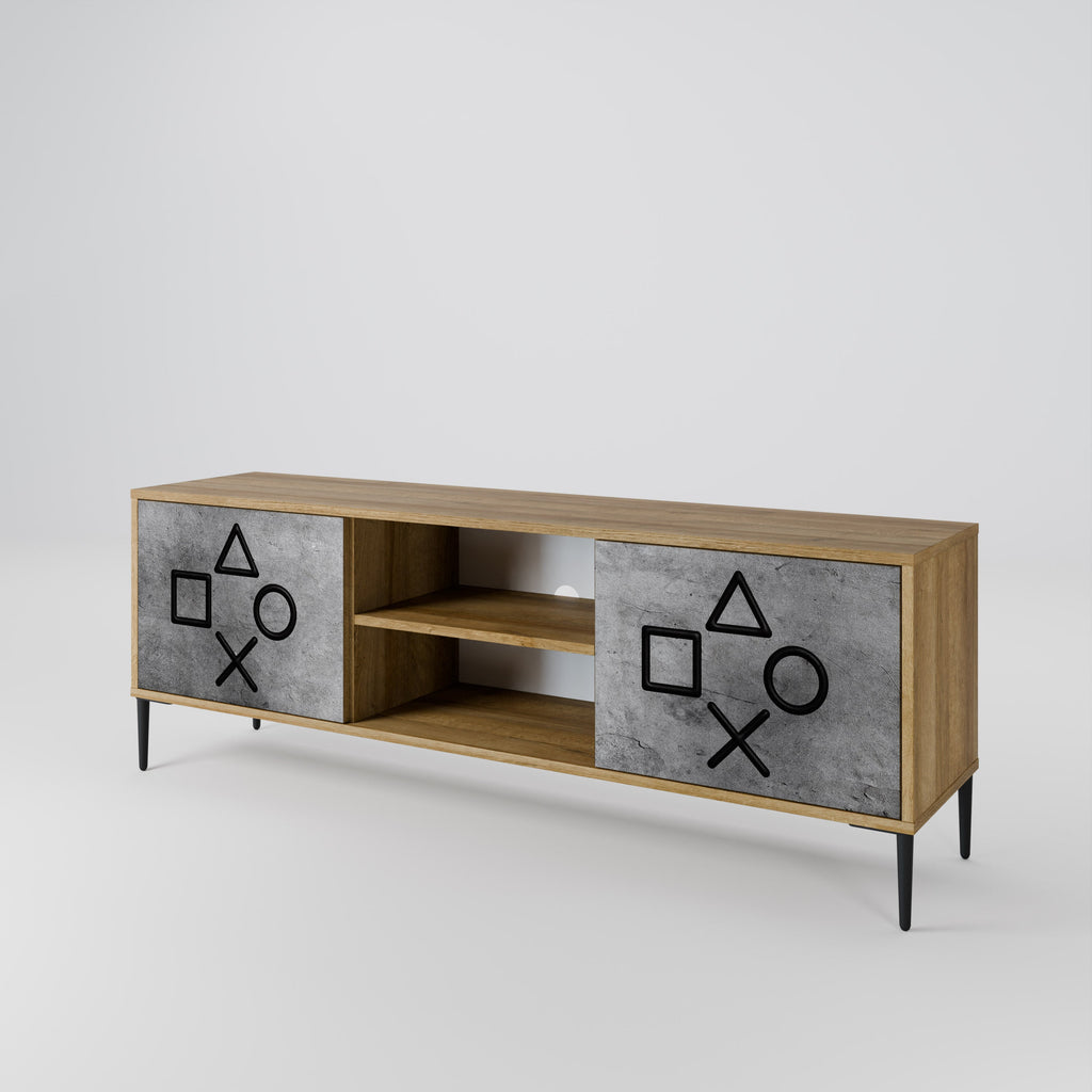 GAMER CHOICE 2-Door TV Stand in Oak Effect