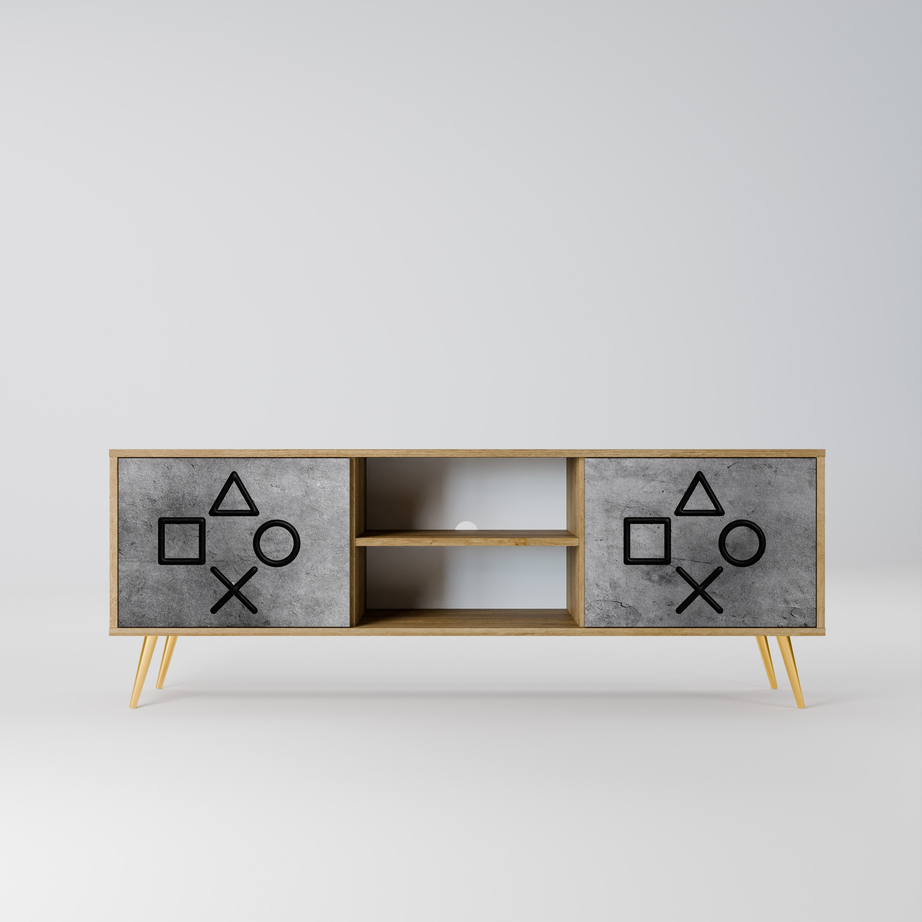 GAMER CHOICE 2-Door TV Stand in Oak Effect