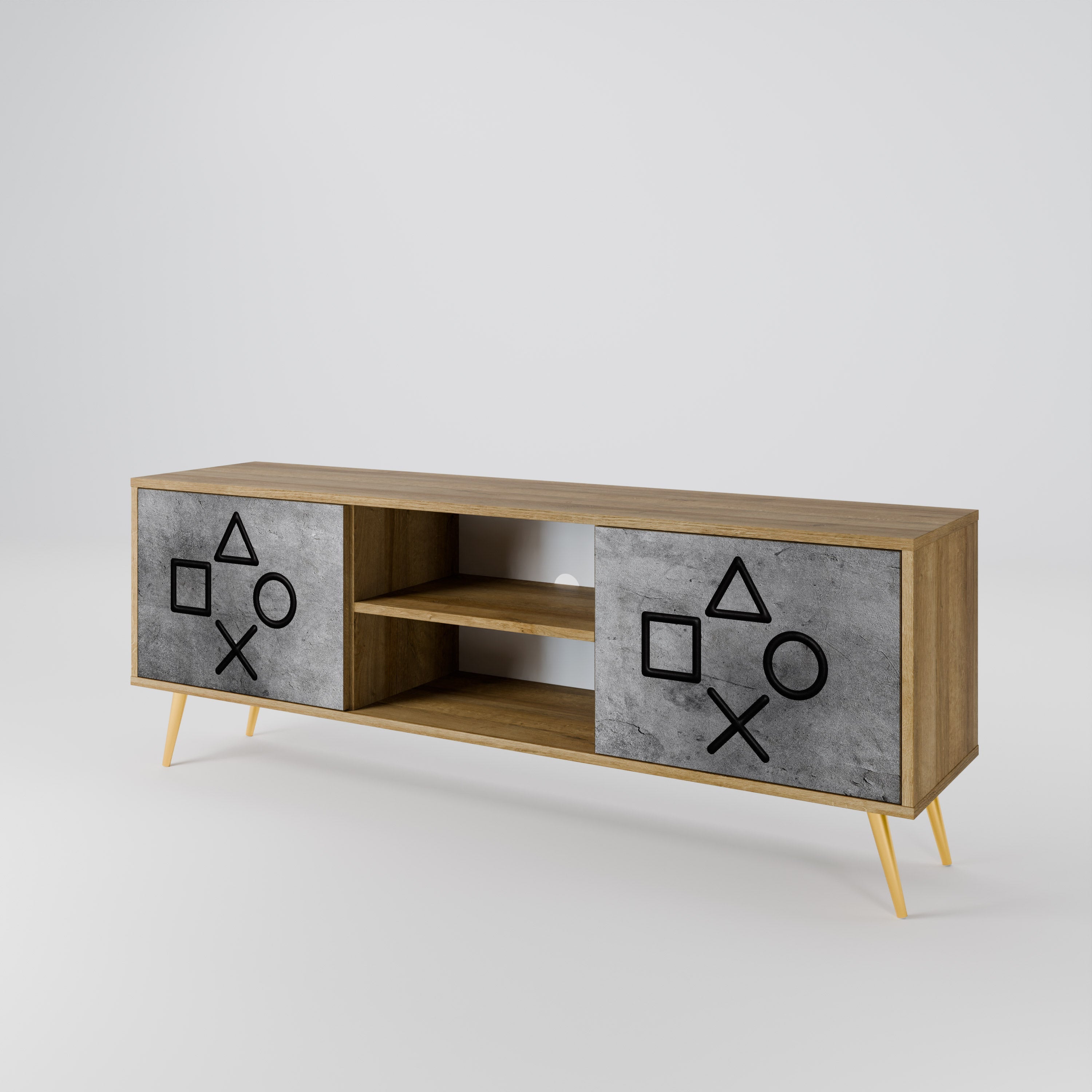GAMER CHOICE 2-Door TV Stand in Oak Effect