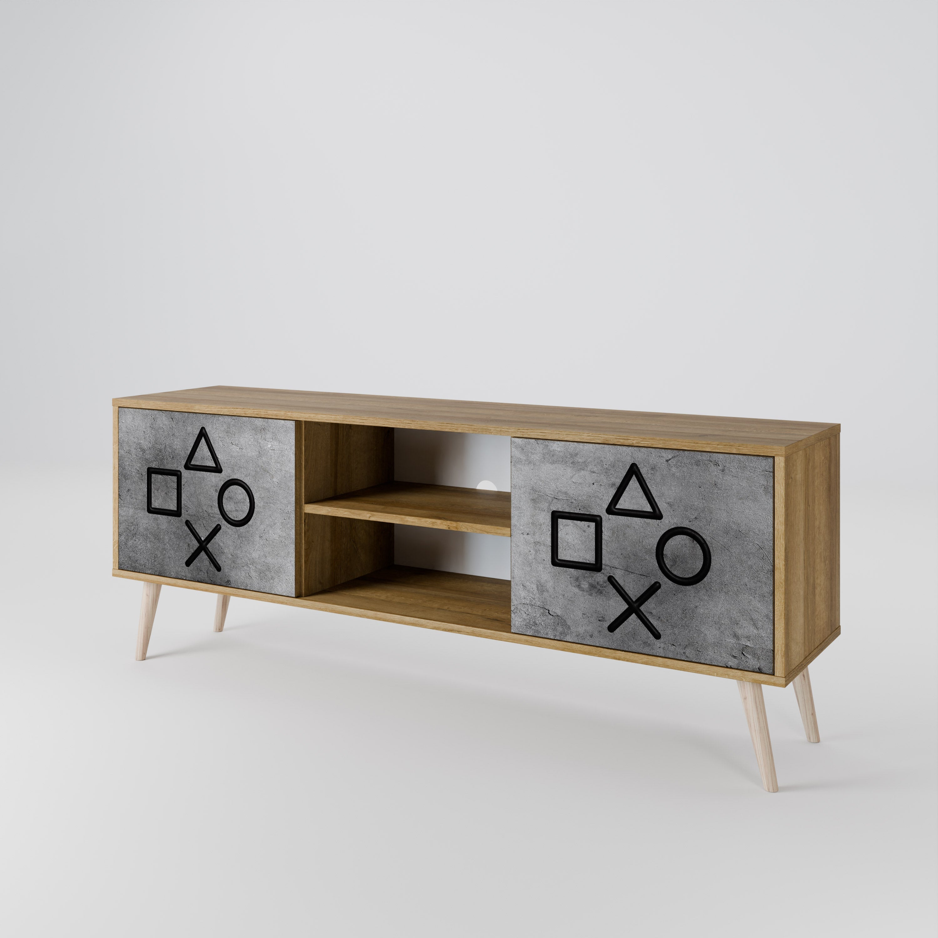 GAMER CHOICE 2-Door TV Stand in Oak Effect