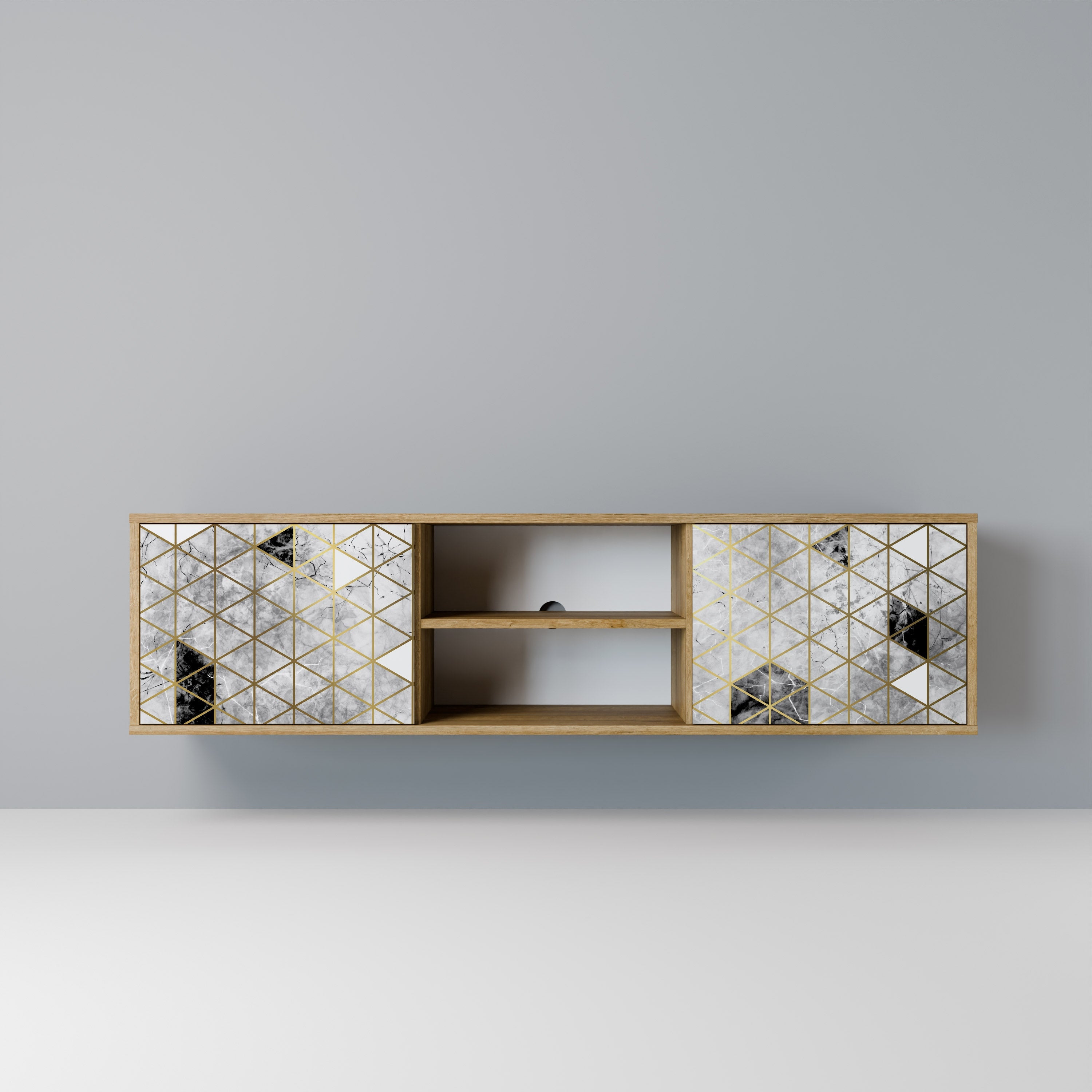 ASHEN ARIA 2-Door TV Stand in Oak Effect