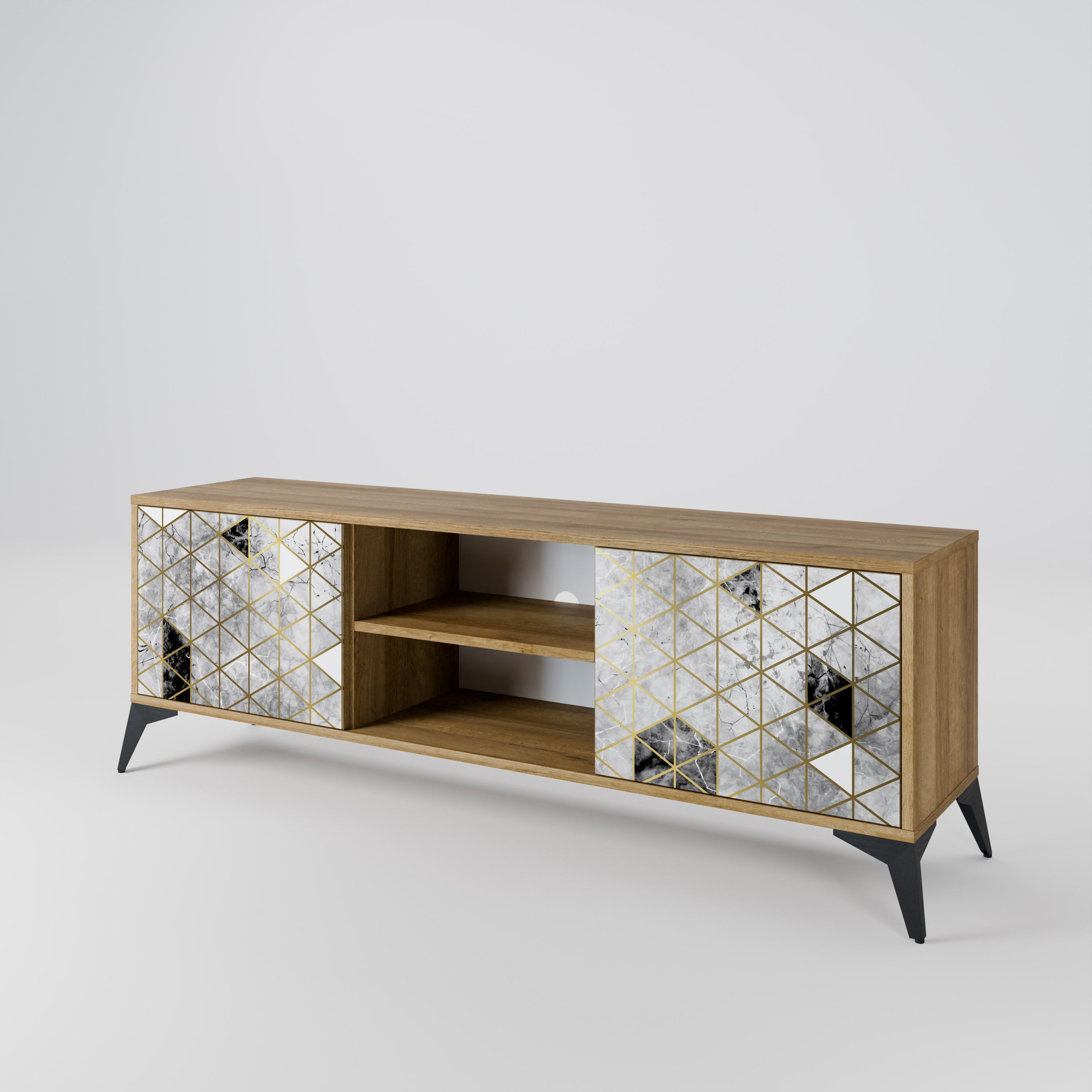 ASHEN ARIA 2-Door TV Stand in Oak Effect