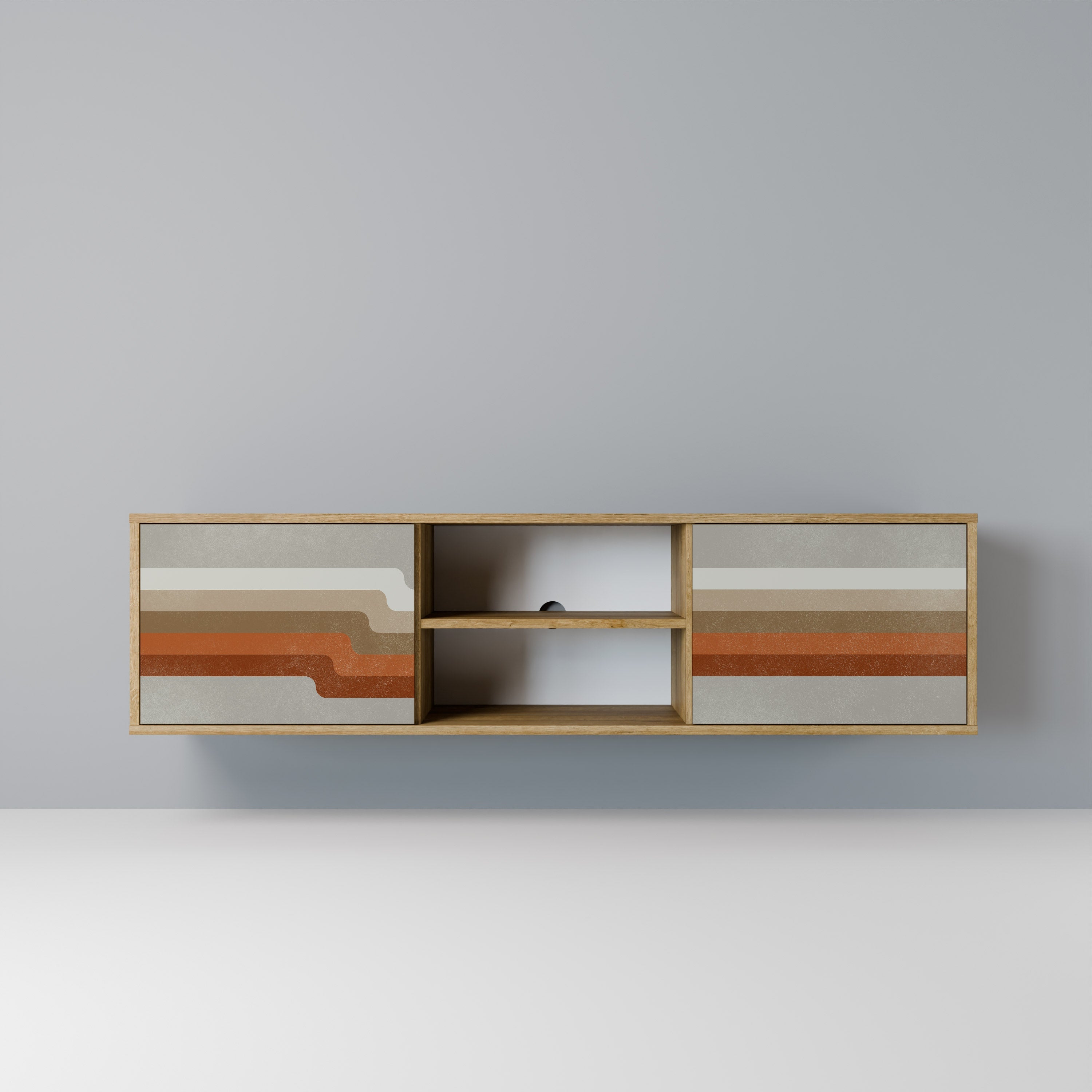 PECULIAR TRAIL 2-Door TV Stand in Oak Effect