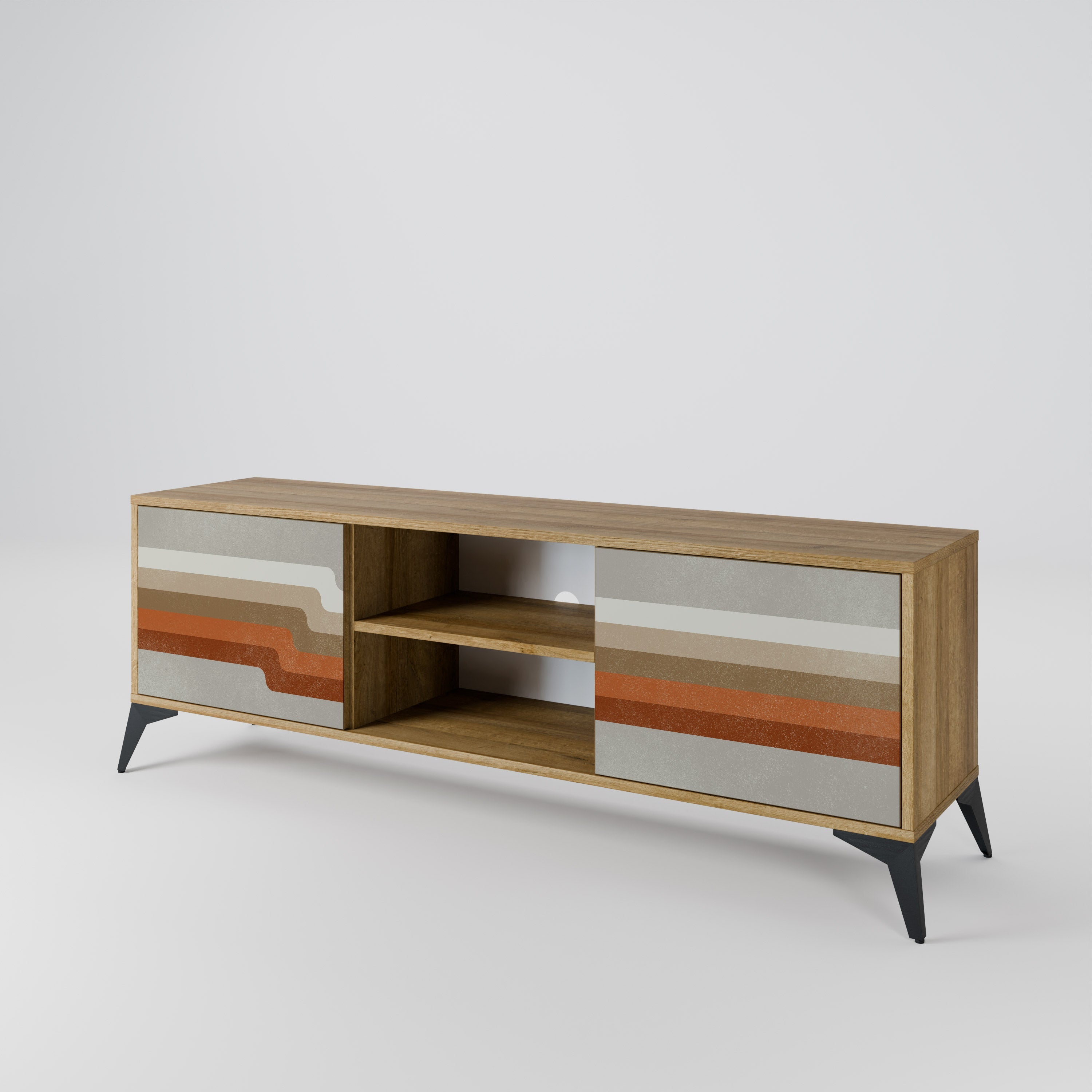 PECULIAR TRAIL 2-Door TV Stand in Oak Effect