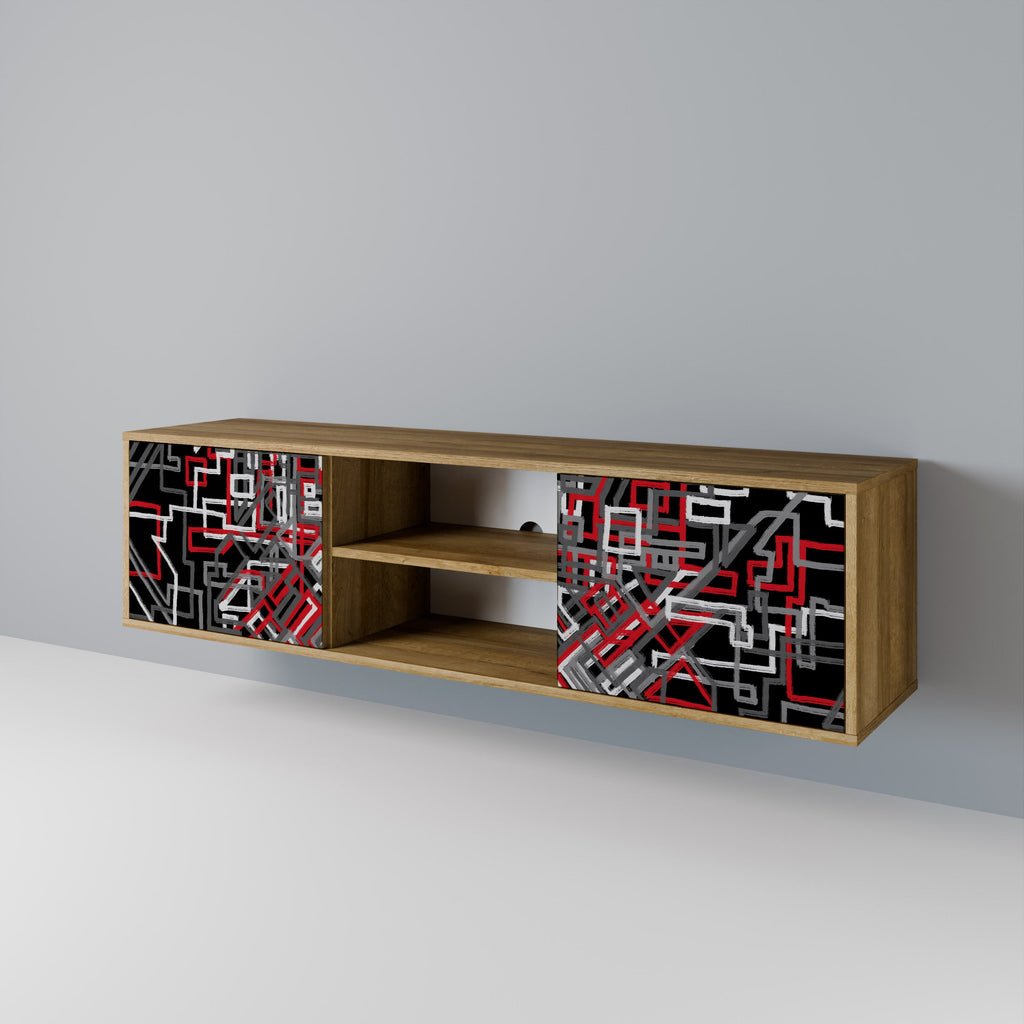 BROKEN LINES 2-Door TV Stand in Oak Effect