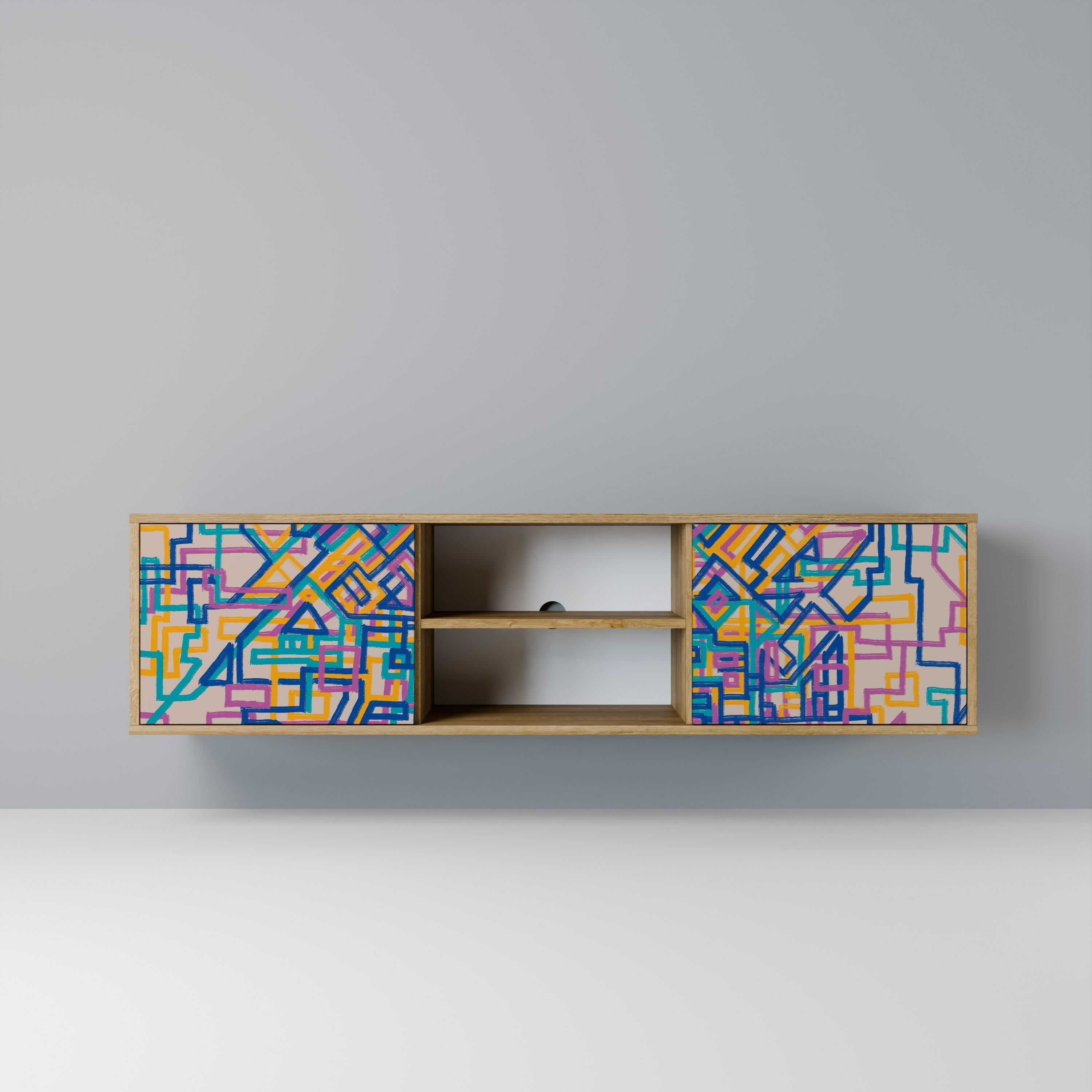 MEMORIES MAP 2-Door TV Stand in Oak Effect