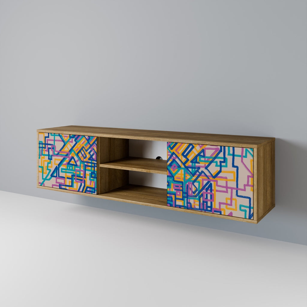 MEMORIES MAP 2-Door TV Stand in Oak Effect