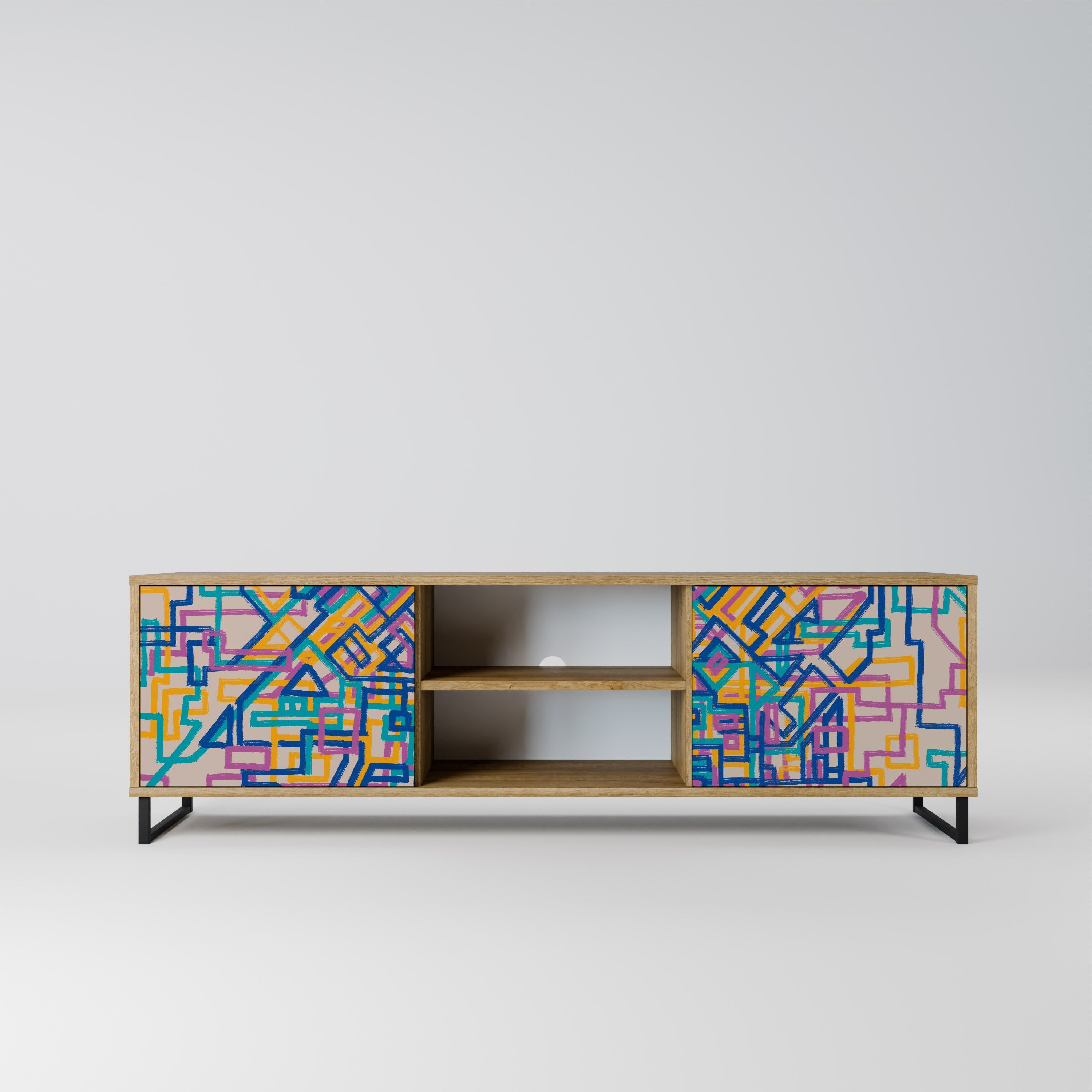 MEMORIES MAP 2-Door TV Stand in Oak Effect